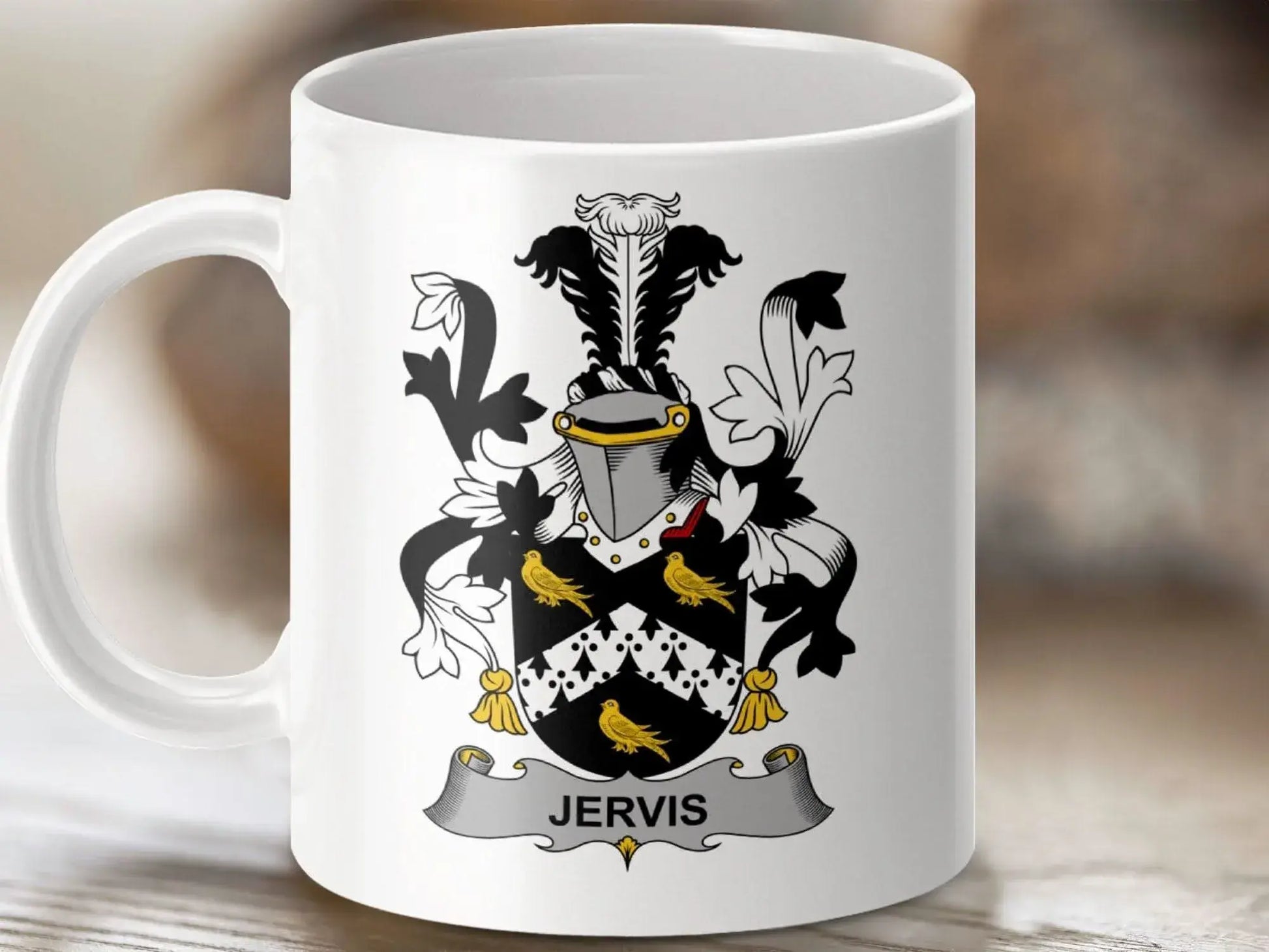 Jervis Irish Coat Arms Surname Family Heritage Crest Mug - Celtic Ancestry Gifts