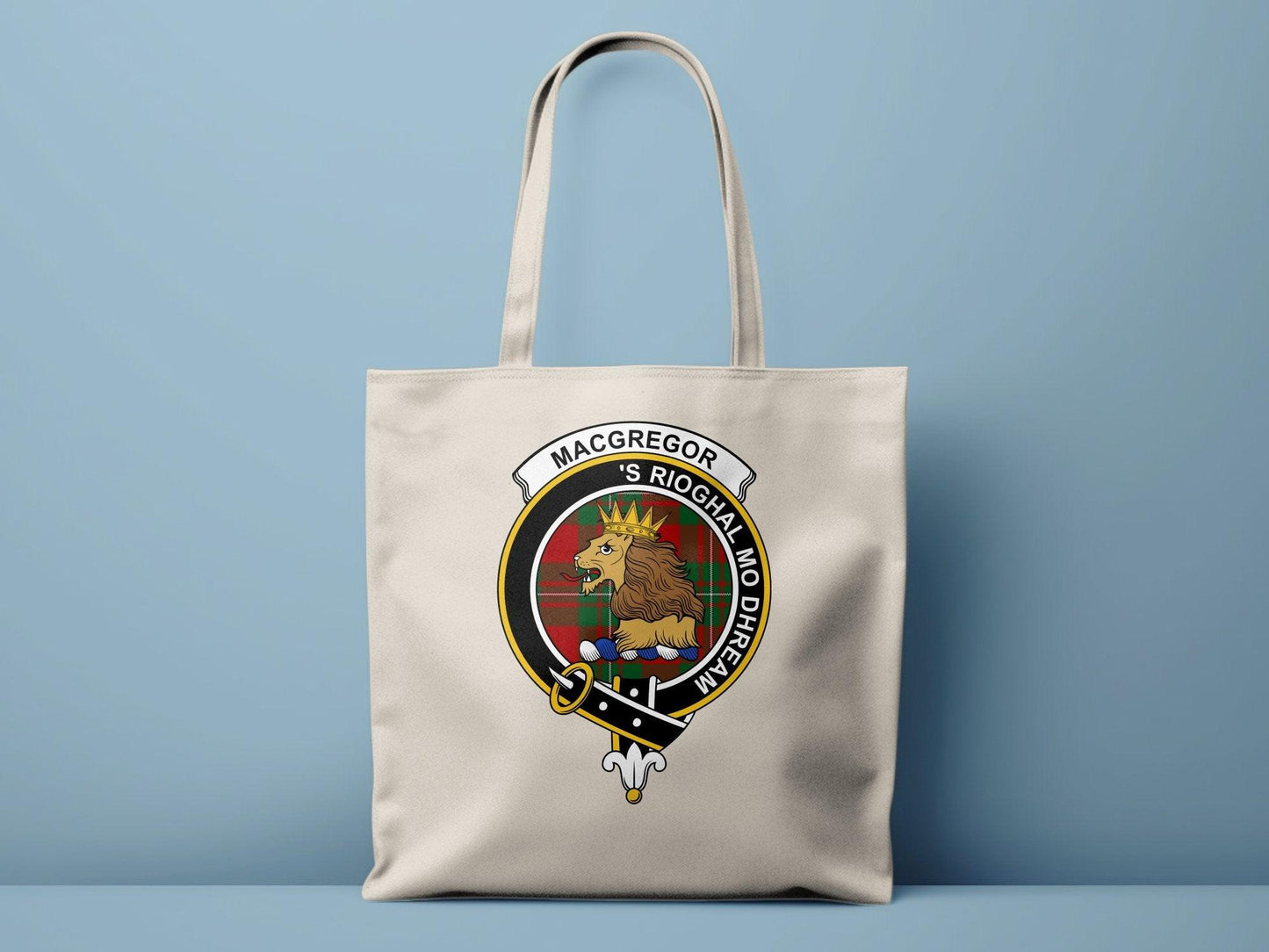 MacGregor Scottish Clan Lion Rampant Tote Bag, Durable Canvas Shopper, Tartan Heritage, Eco-Friendly Reusable Bag