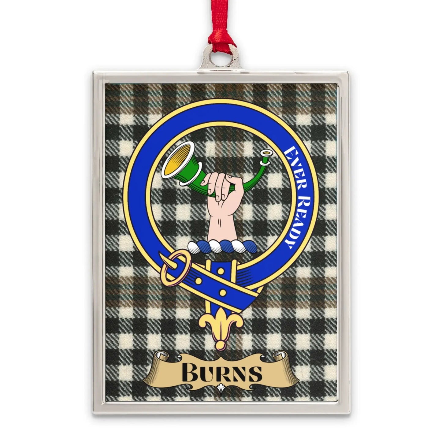Tartan Clan Crest Badge with Burns Design Ornament