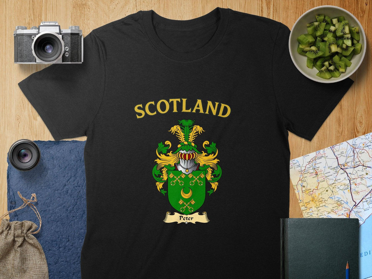 Scotland Crest Design Graphic Black T-shirt product type