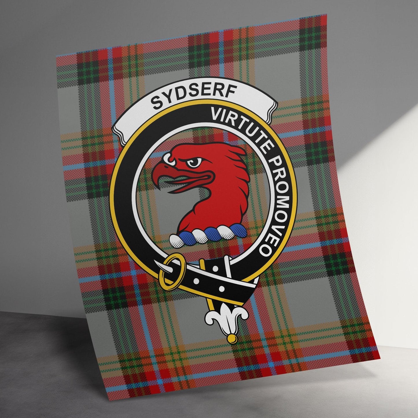 Sydserf Scottish Clan Crest Tartan Poster Canvas Wrap - Celtic Ancestry Gifts