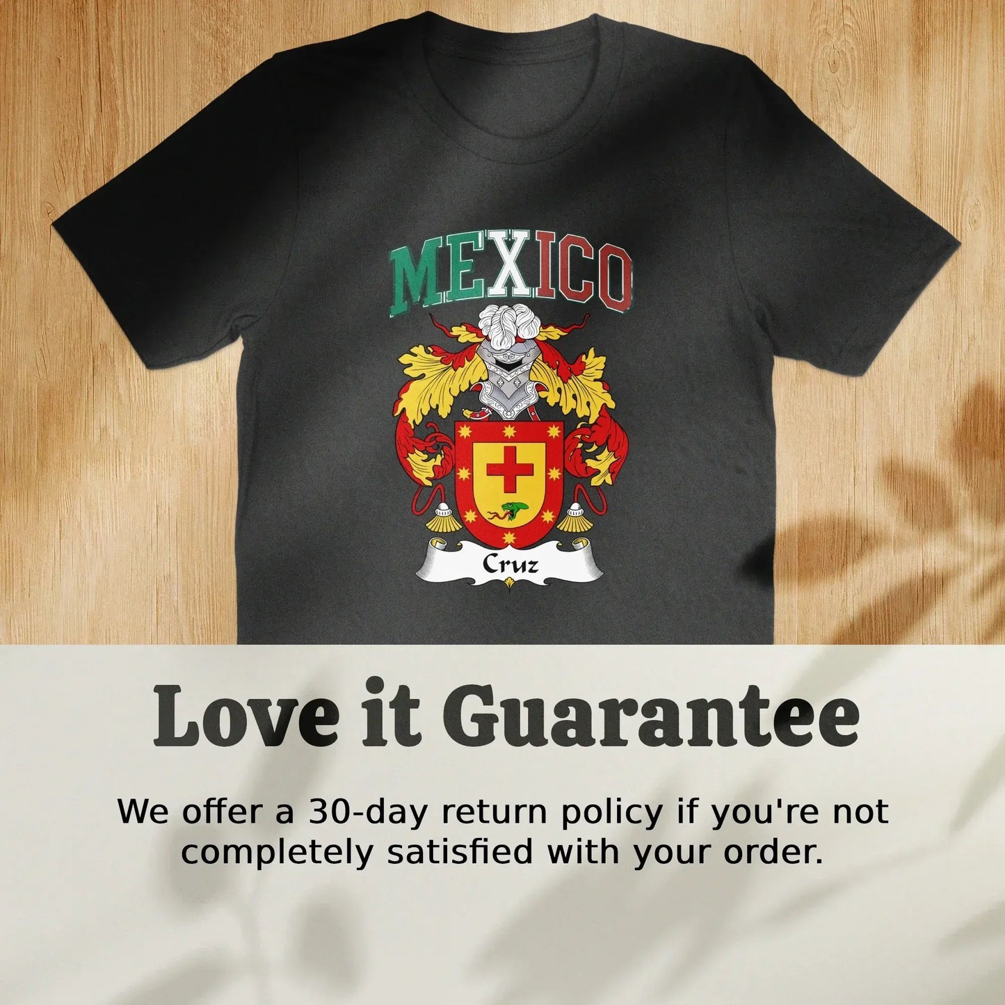 Mexico Cruz Family Coat of Arms Black T-Shirt product