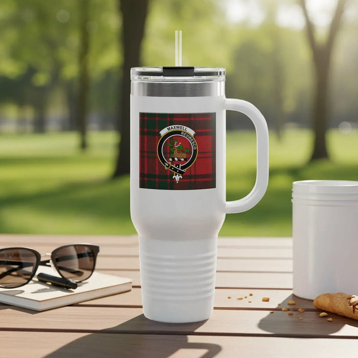 Clan Crest Travel Mug with Highland Plaid product type