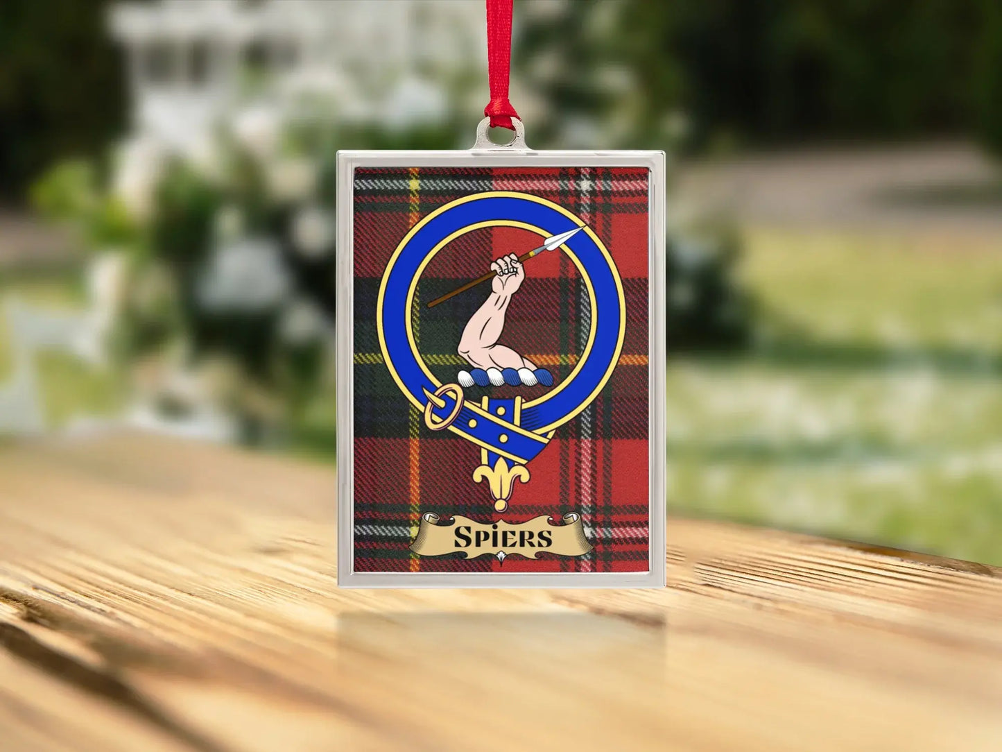 Colorful Tartan Plaid Ornament with Crest Decoration product