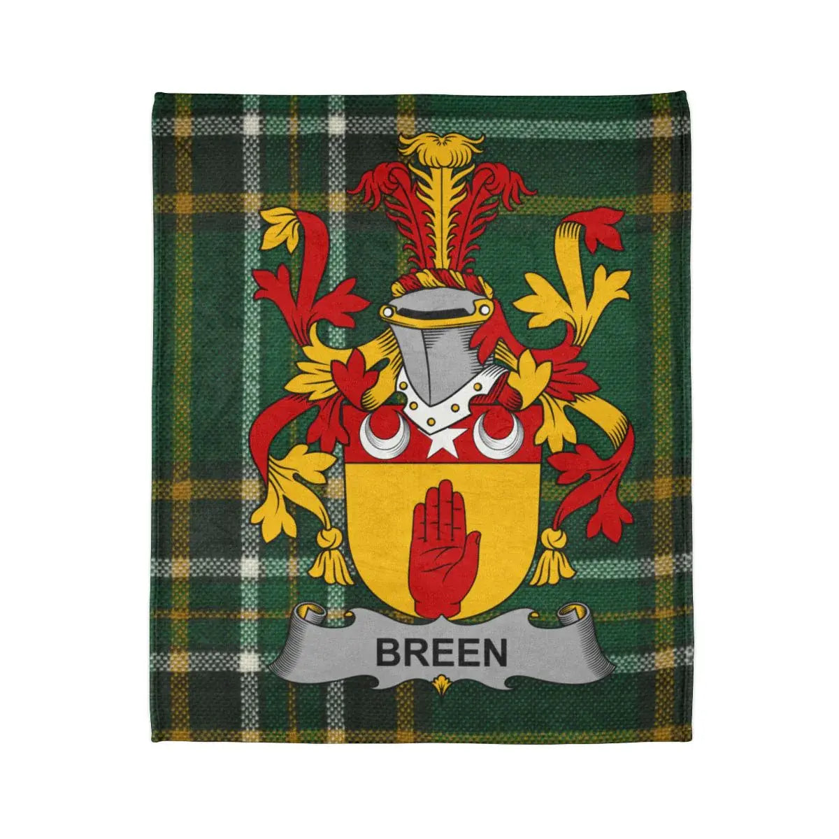 Breen Family Plaid Crest Cozy Fleece Blanket Product