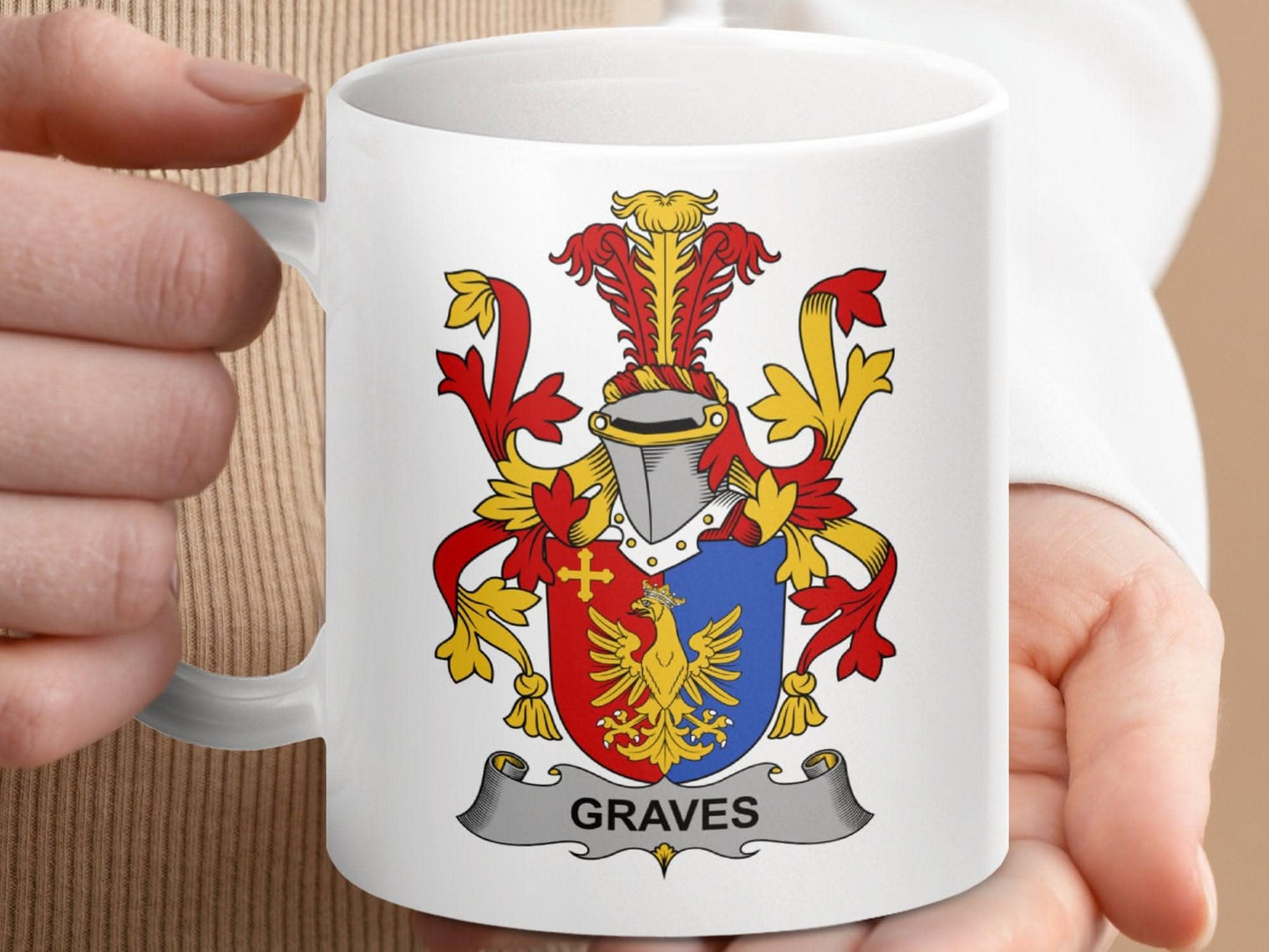 Graves Surname Irish Family Crest Mug - Celtic Ancestry Gifts