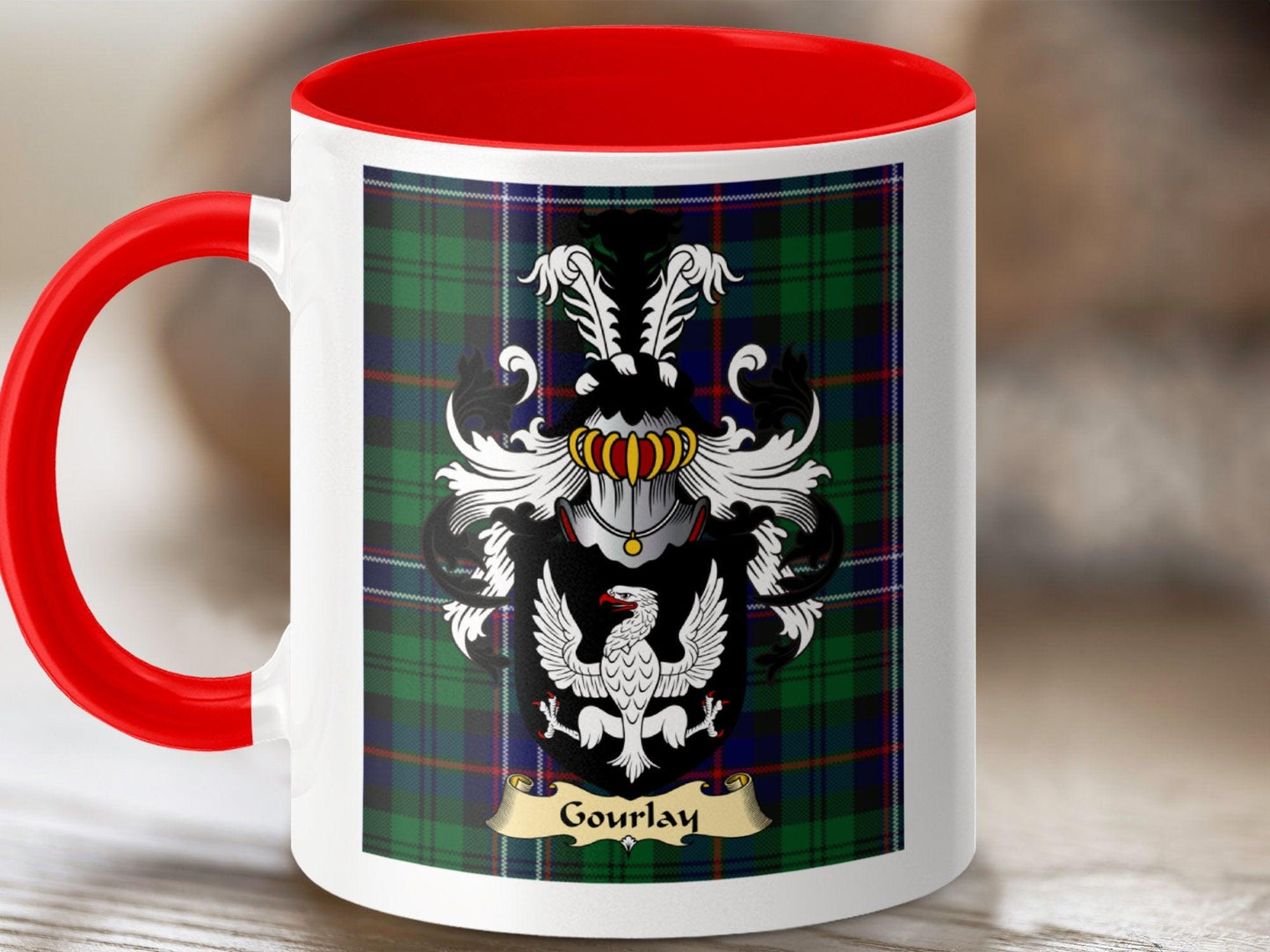 Gourlay Clan Surname Coat Of Arms Scottish Mug - Celtic Ancestry Gifts