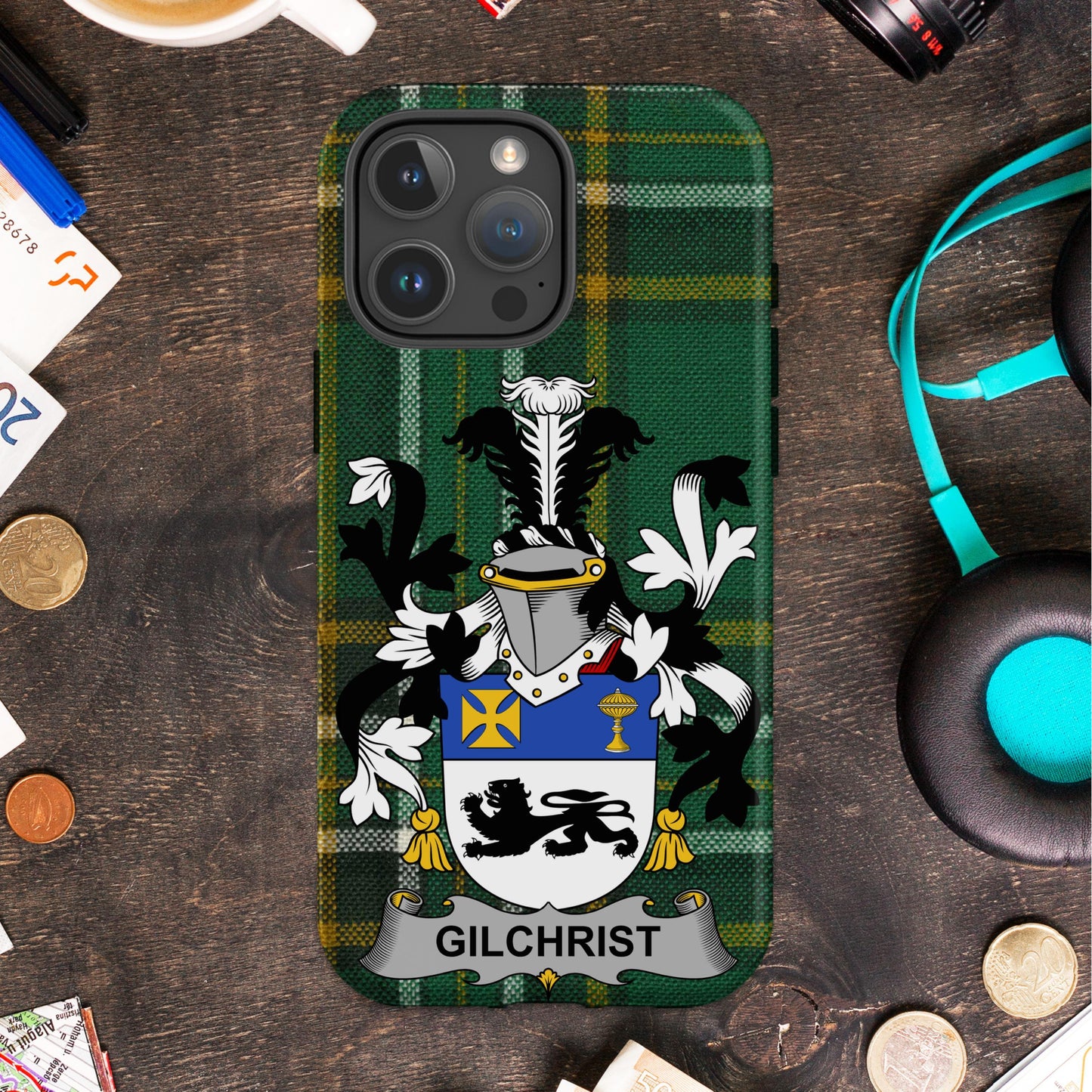 Custom Family Crest Green Tartan Phone Case product
