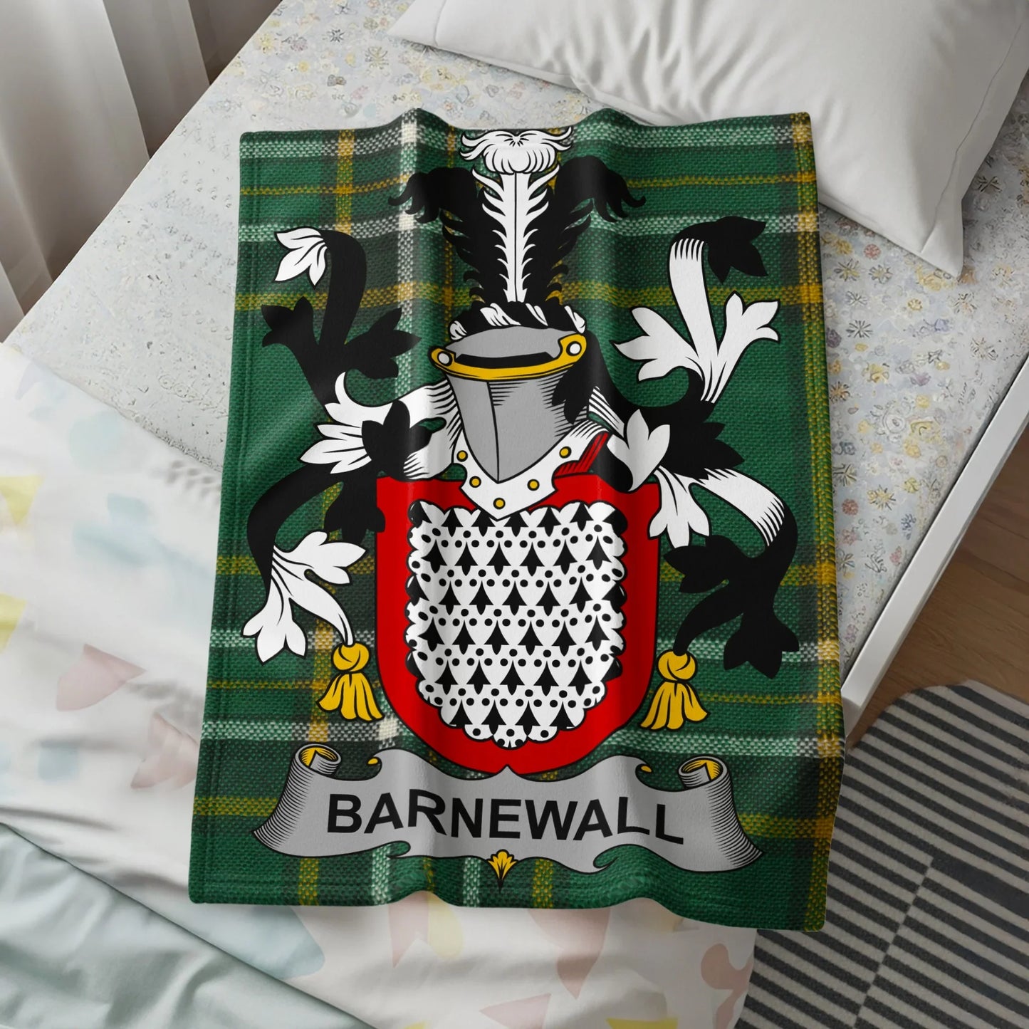 Barnewall Family Crest Coat of Arms Tartan Blanket product