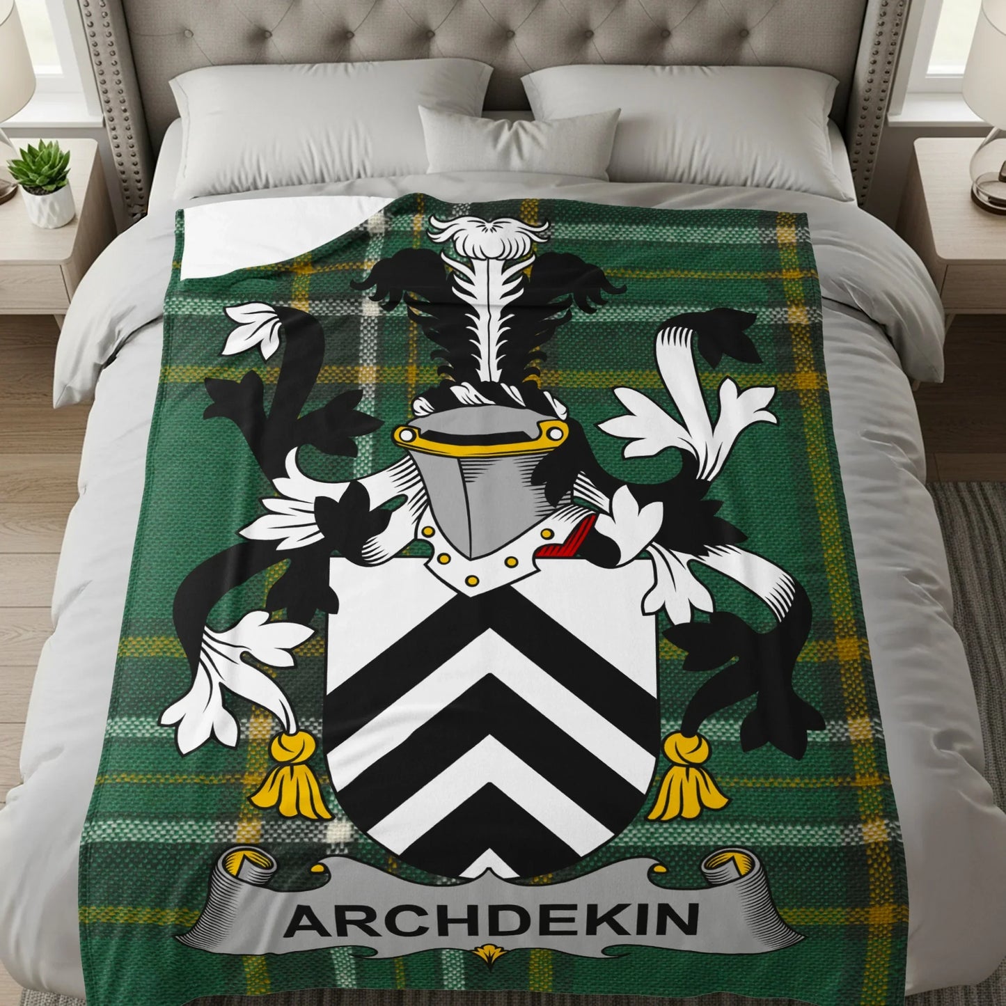 Archdekin Crest Emblem on Plaid Printed Blanket product