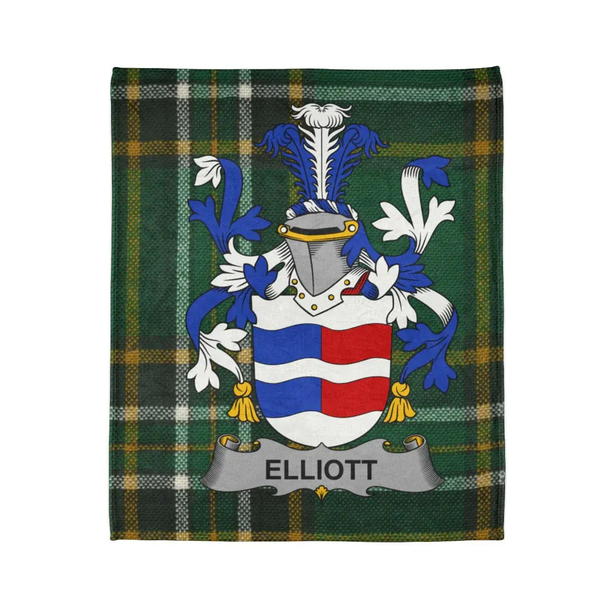 Elliott Family Crest Tartan Design Throw Blanket Product