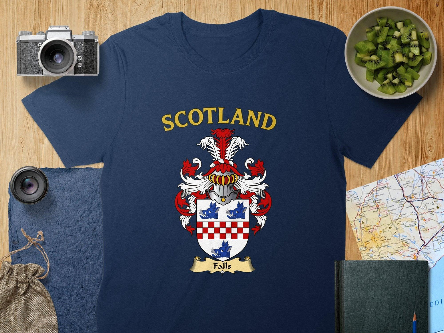 Falls Clan Coat of Arms Heraldic Family Crest T-Shirt - Celtic Ancestry Gifts