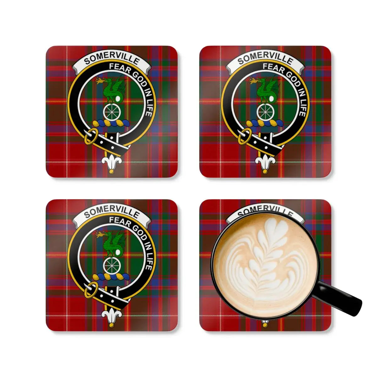 Somerville Fear God in Life Plaid Coaster Set product type