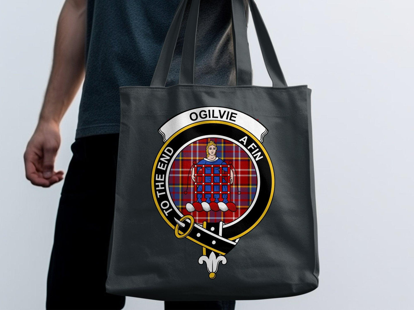 Ogilvie Scottish Clan Crest Tartan Tote Bags - Celtic Ancestry Gifts