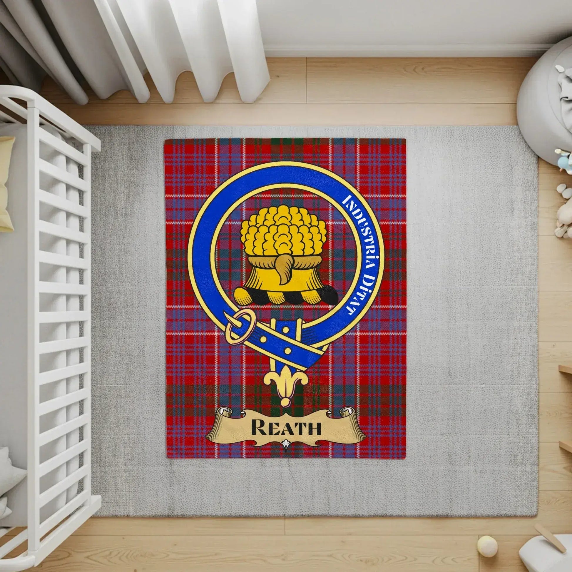 Tartan Patterned Reath Emblem Printed Floor Mat product