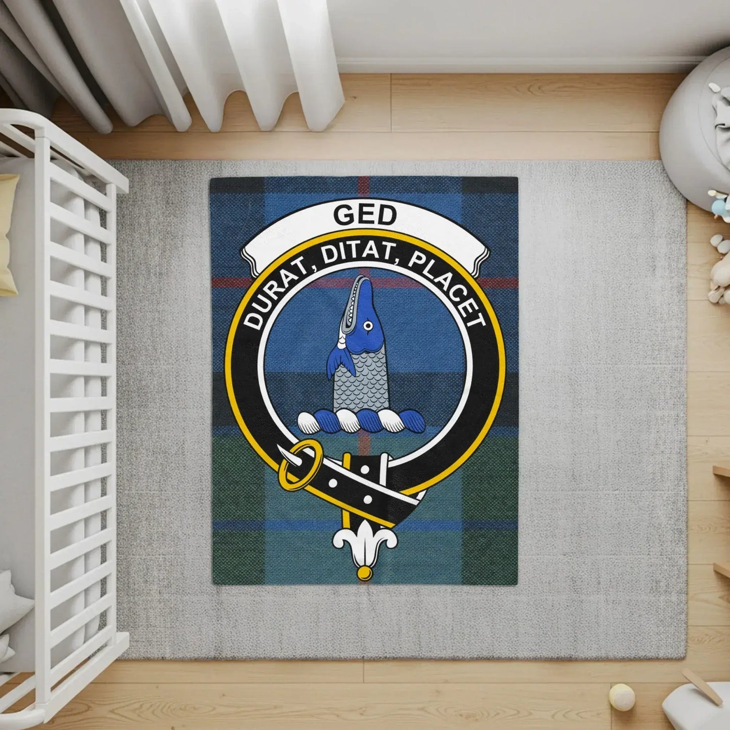 Durat Ditat Placet Ged Clan Crest Area Rug product