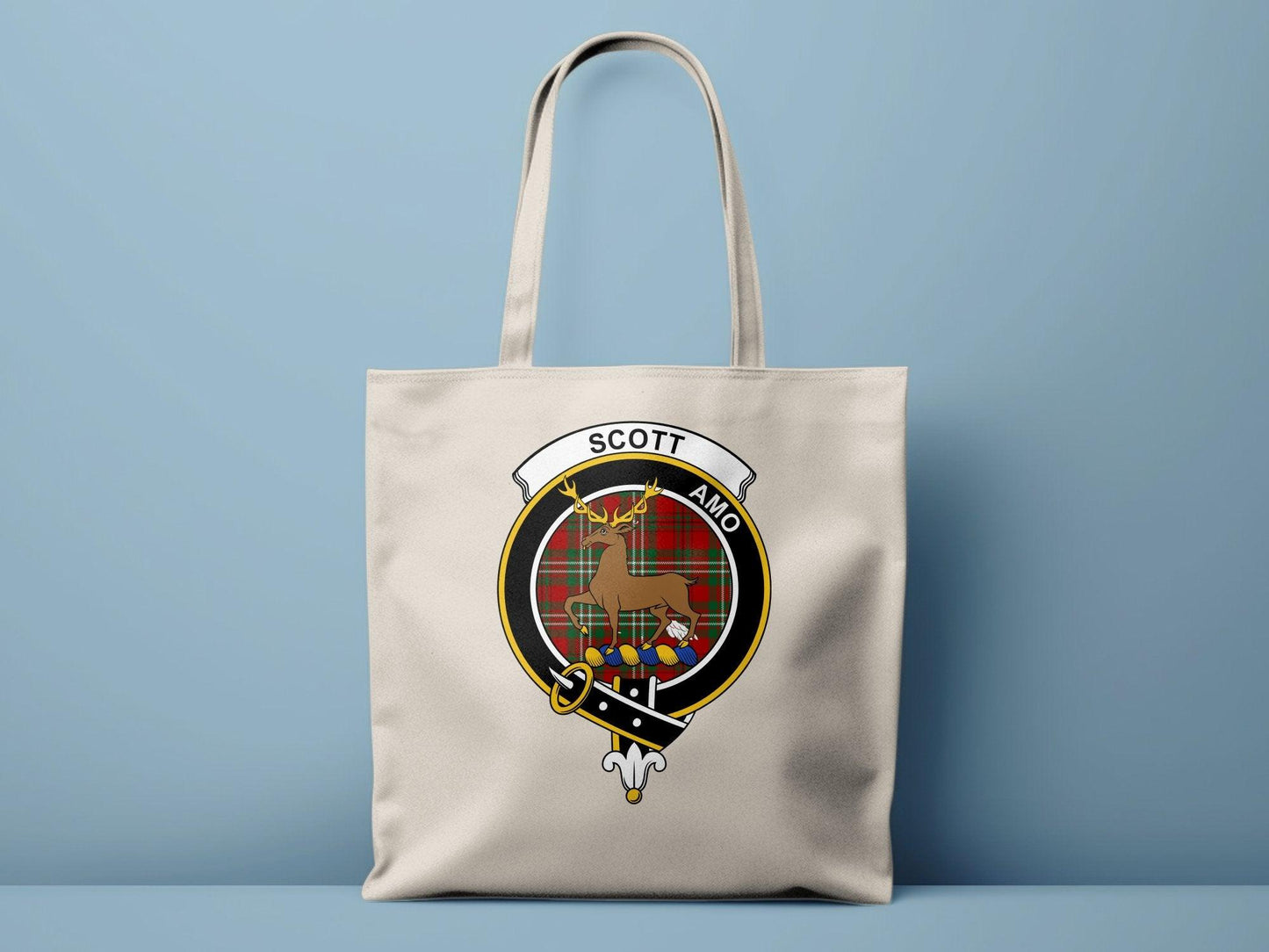 Scott Scottish Clan Crest Tartan Plaid Deer Tote Bags - Celtic Ancestry Gifts