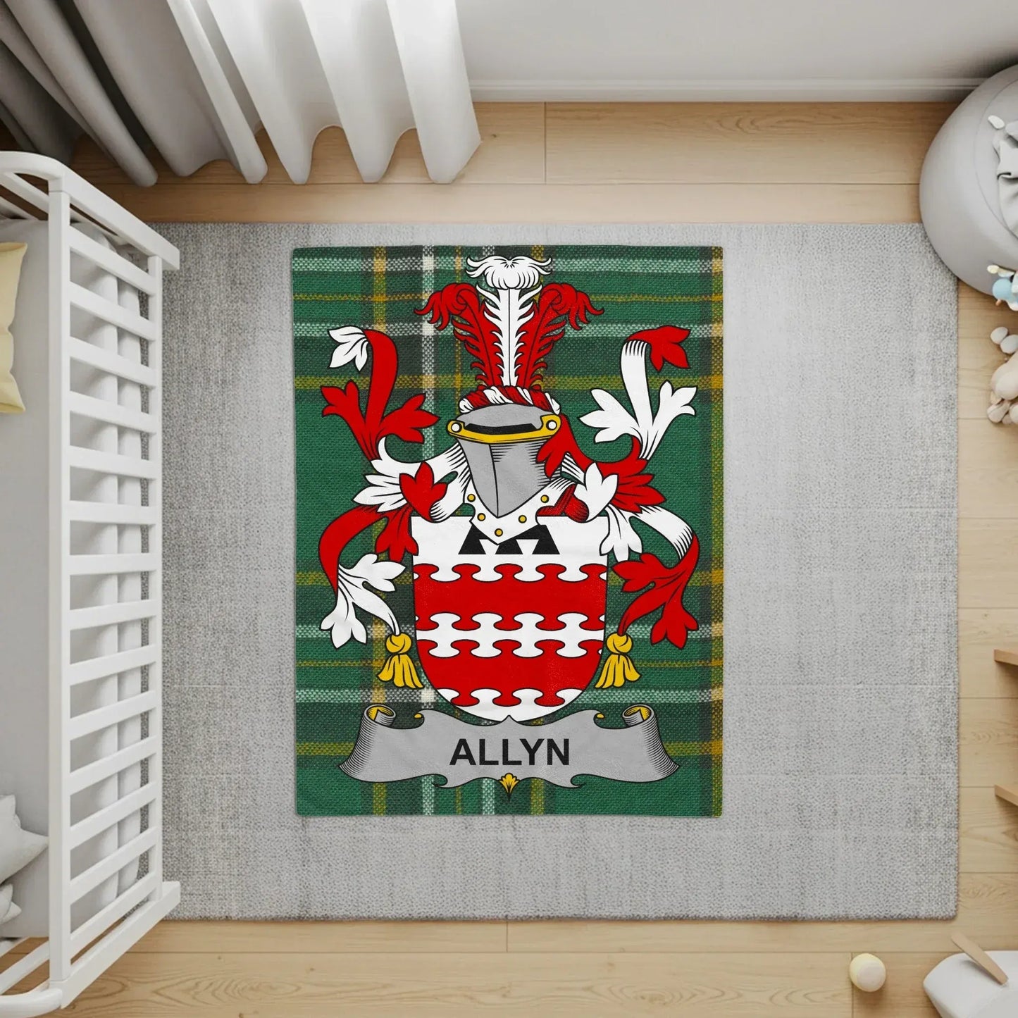Custom Family Crest Green Plaid Area Rug product type