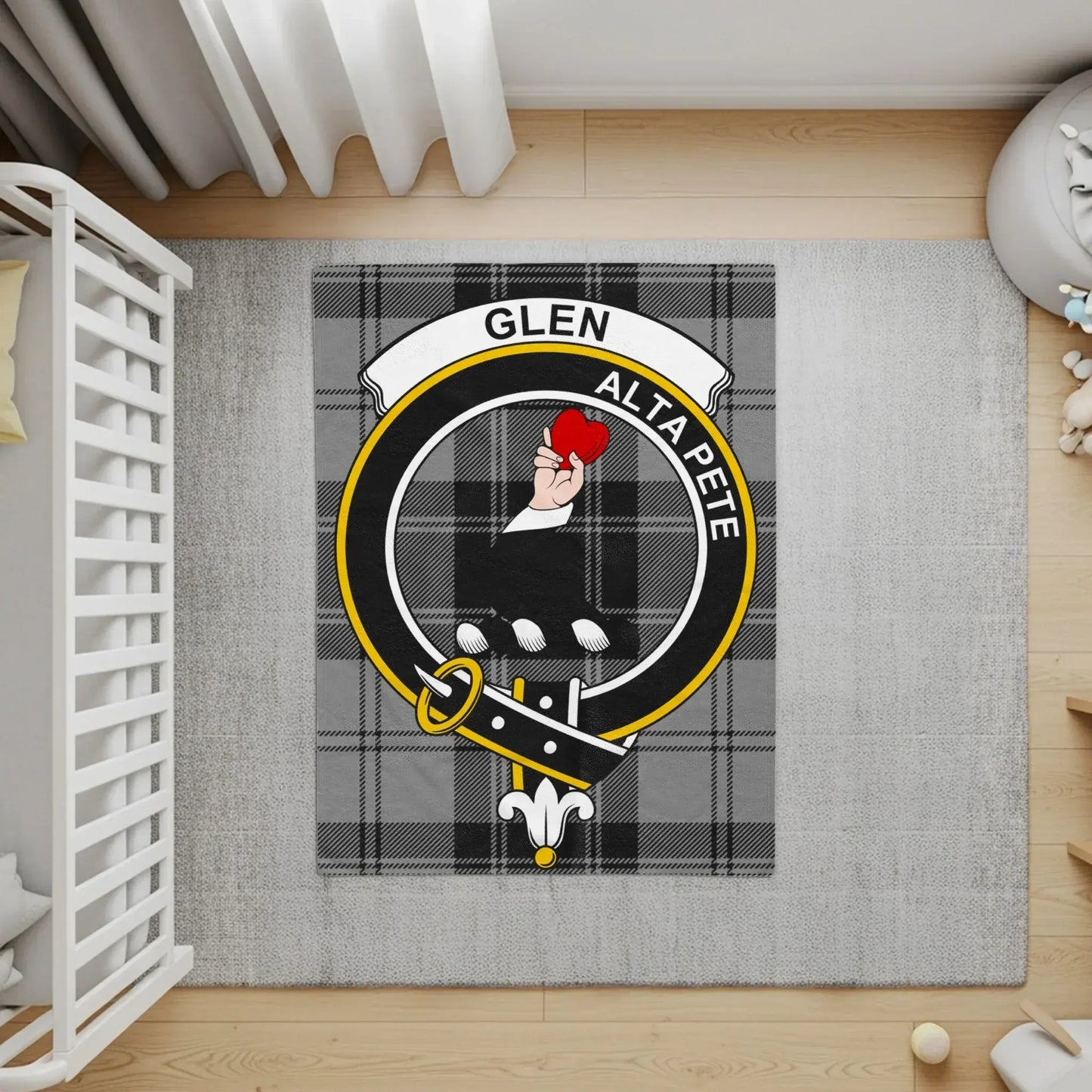 Glen Alta Pete Coat of Arms with Plaid design product