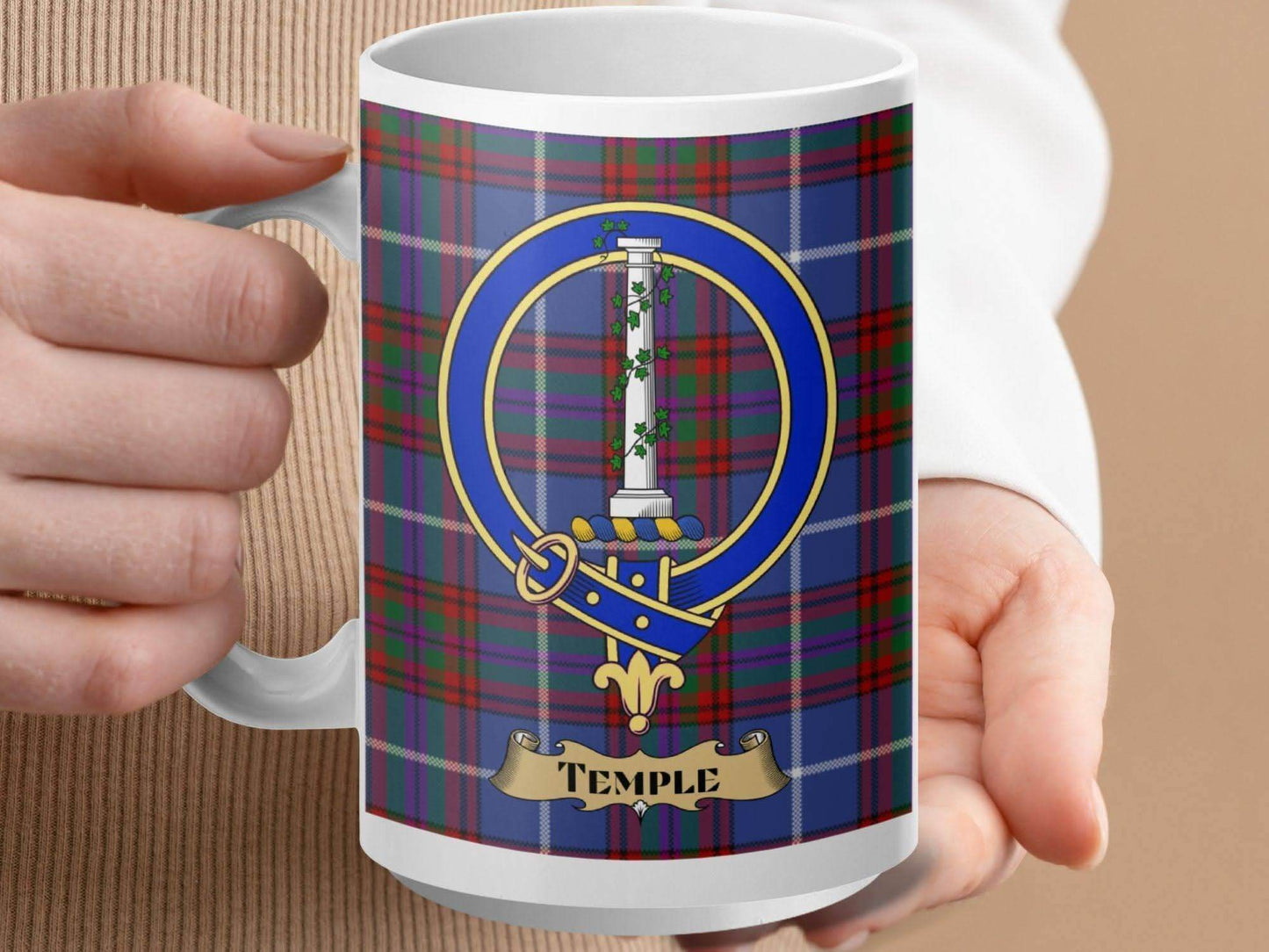 Temple Plaid Tartan Clan Crest Design Mug product