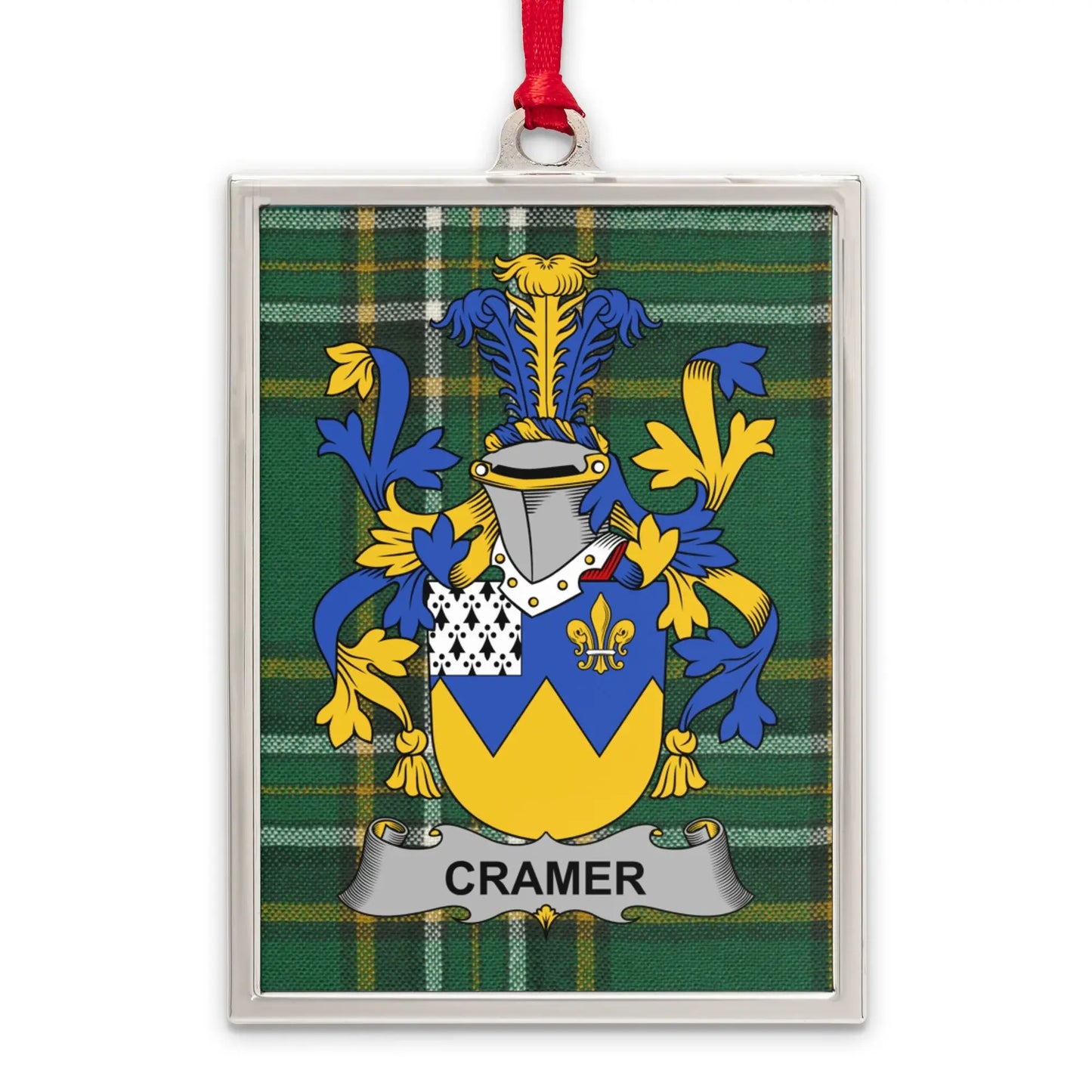 Cramer Heraldic Crest on Tartan Decorative product type