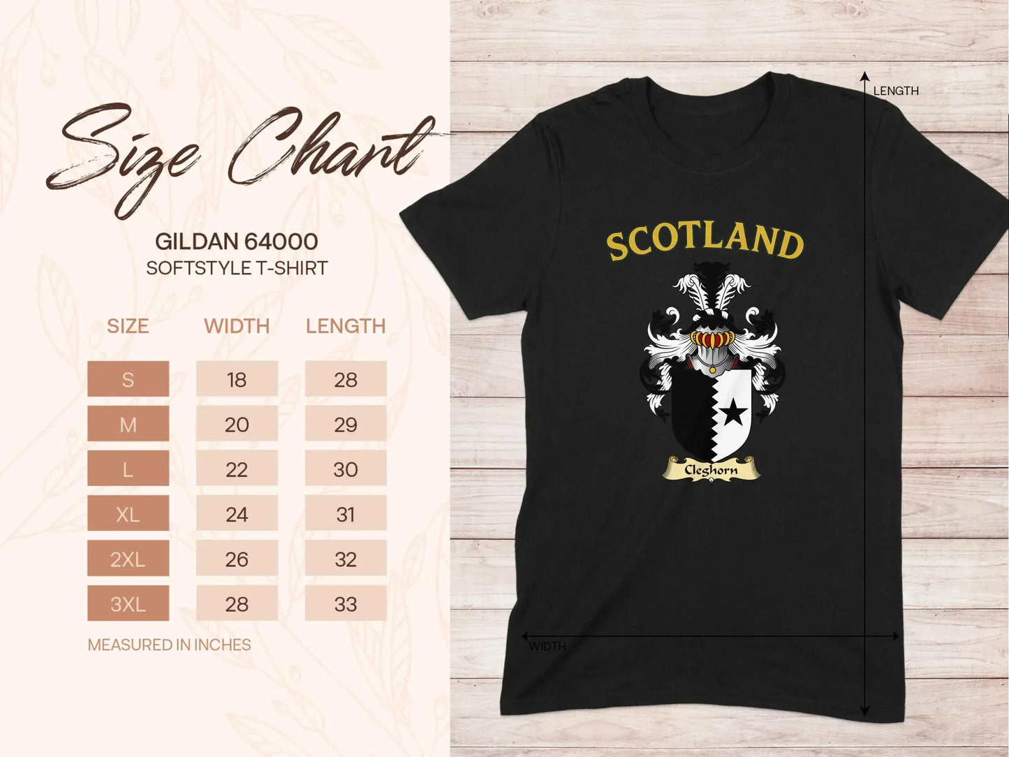Scotland Crest Black Gildan 64000 Softstyle T-Shirt product type