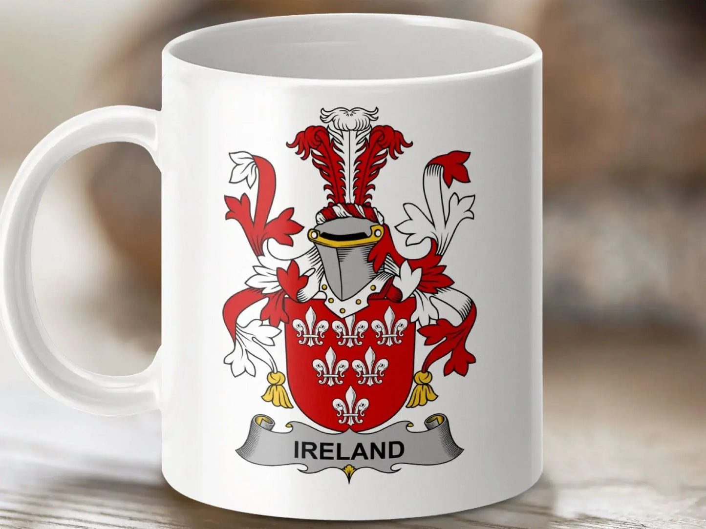 Ireland Surname Irish Coat Arms Family Crest Novelty Mug - Celtic Ancestry Gifts