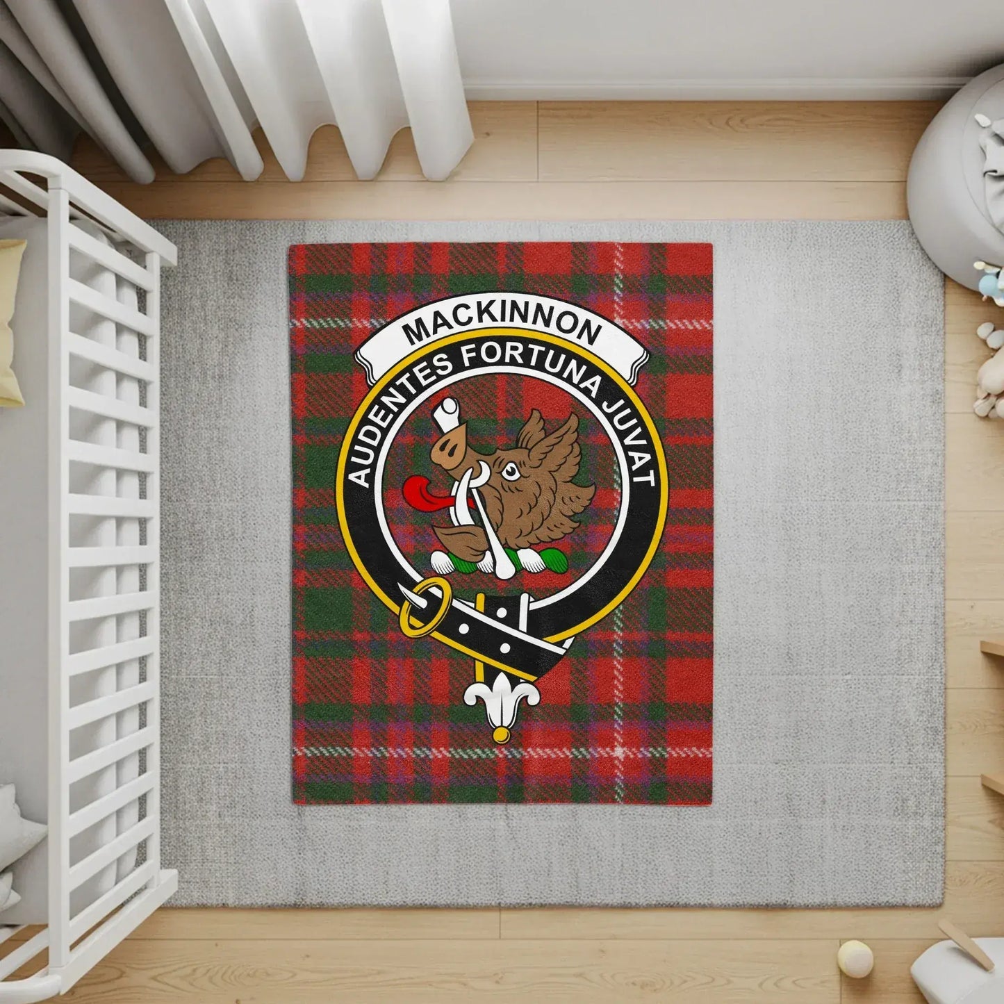 MacKinnon Audentes Fortuna Juvat Tartan Clan Rug product type