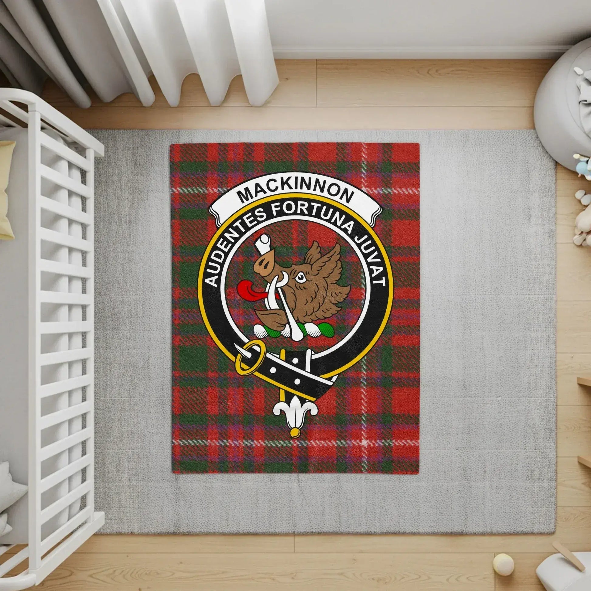 MacKinnon Audentes Fortuna Juvat Tartan Clan Rug product type