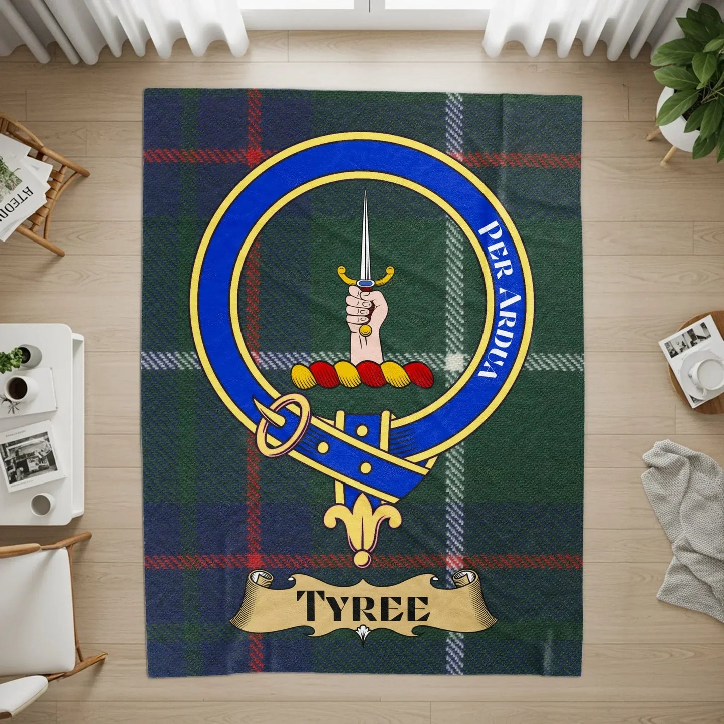 Tyree Family Crest Green Plaid Decorative Rug product