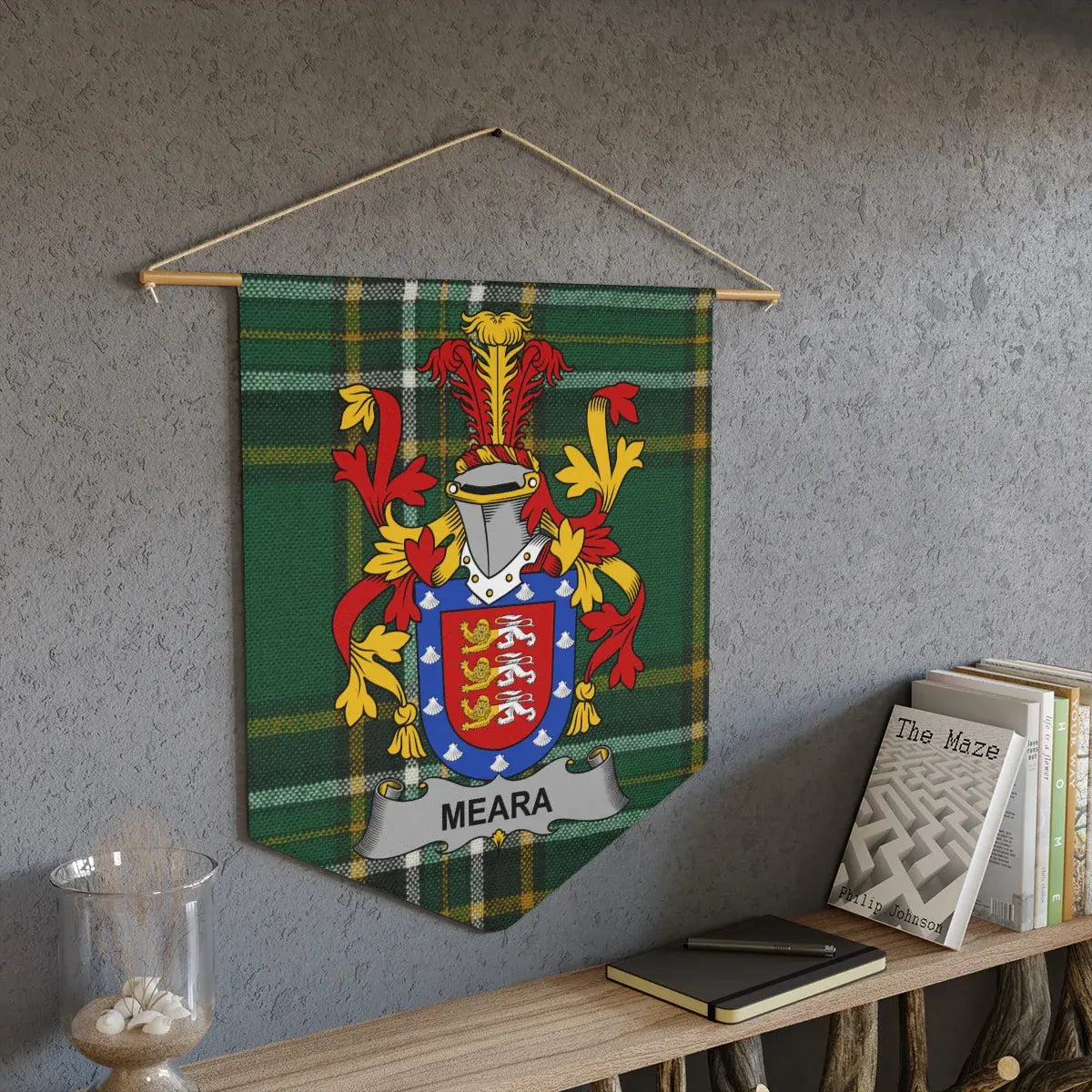 Meara Family Crest and Tartan Wall Display Banner product type