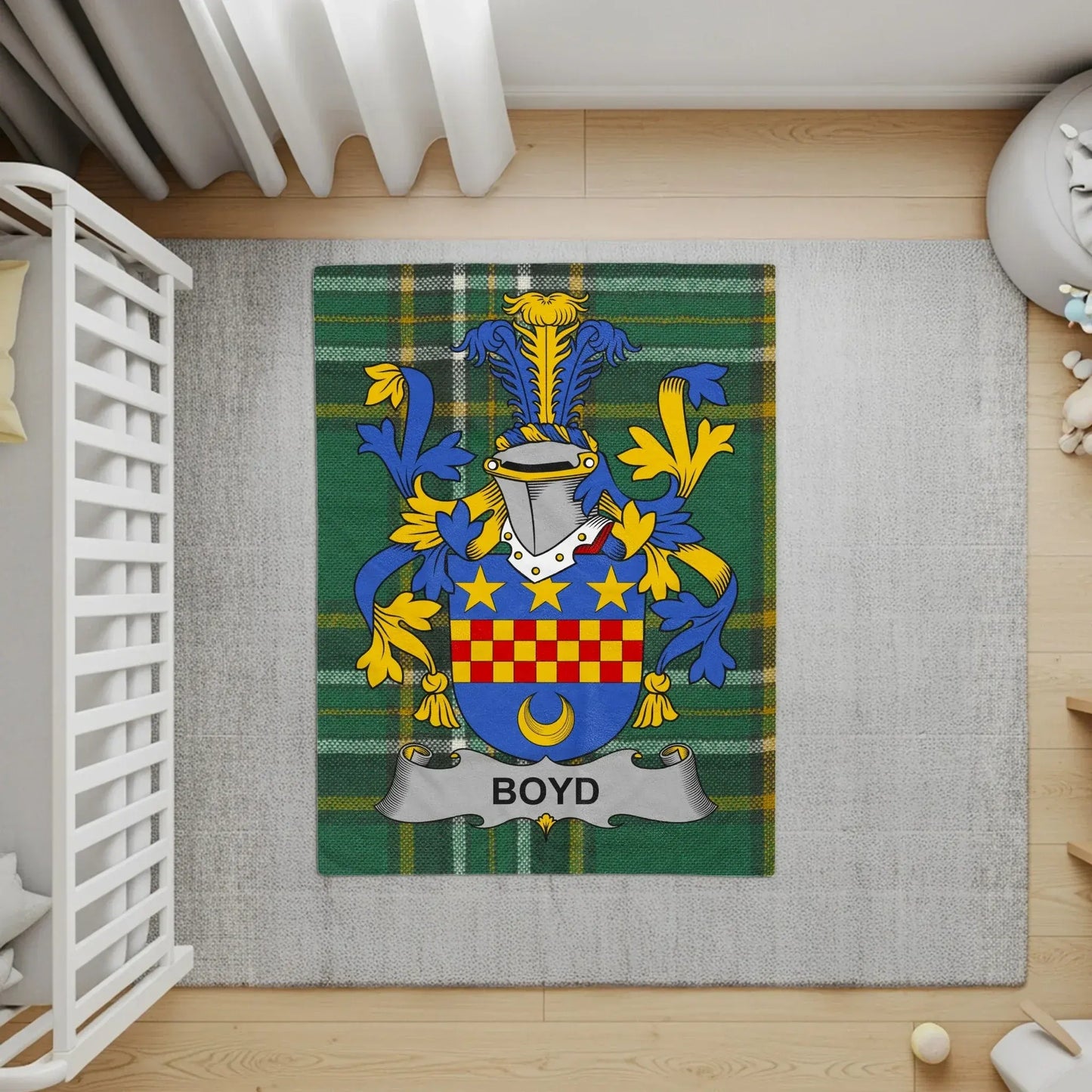 Boyd Scottish Clan Tartan Crest Plaque Rug product type