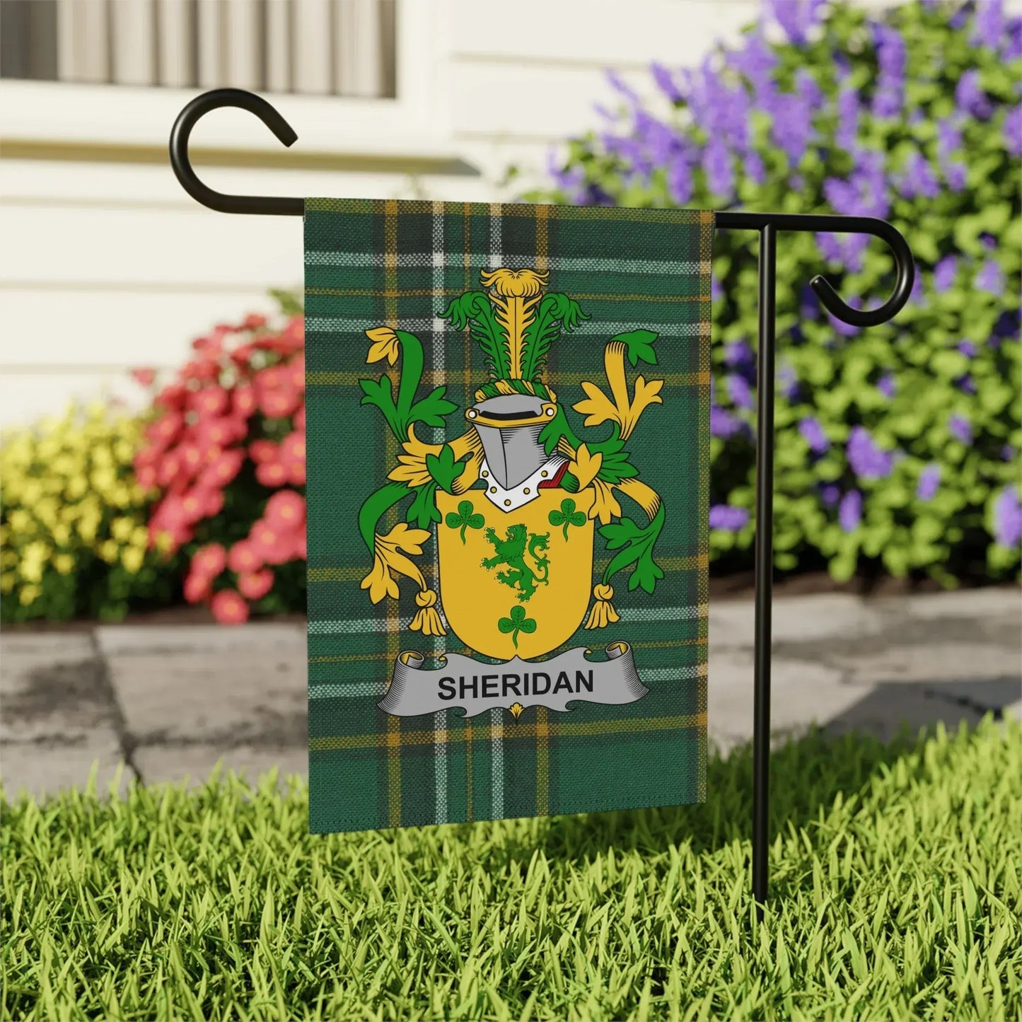 Custom Sheridan Family Crest Garden Flag product