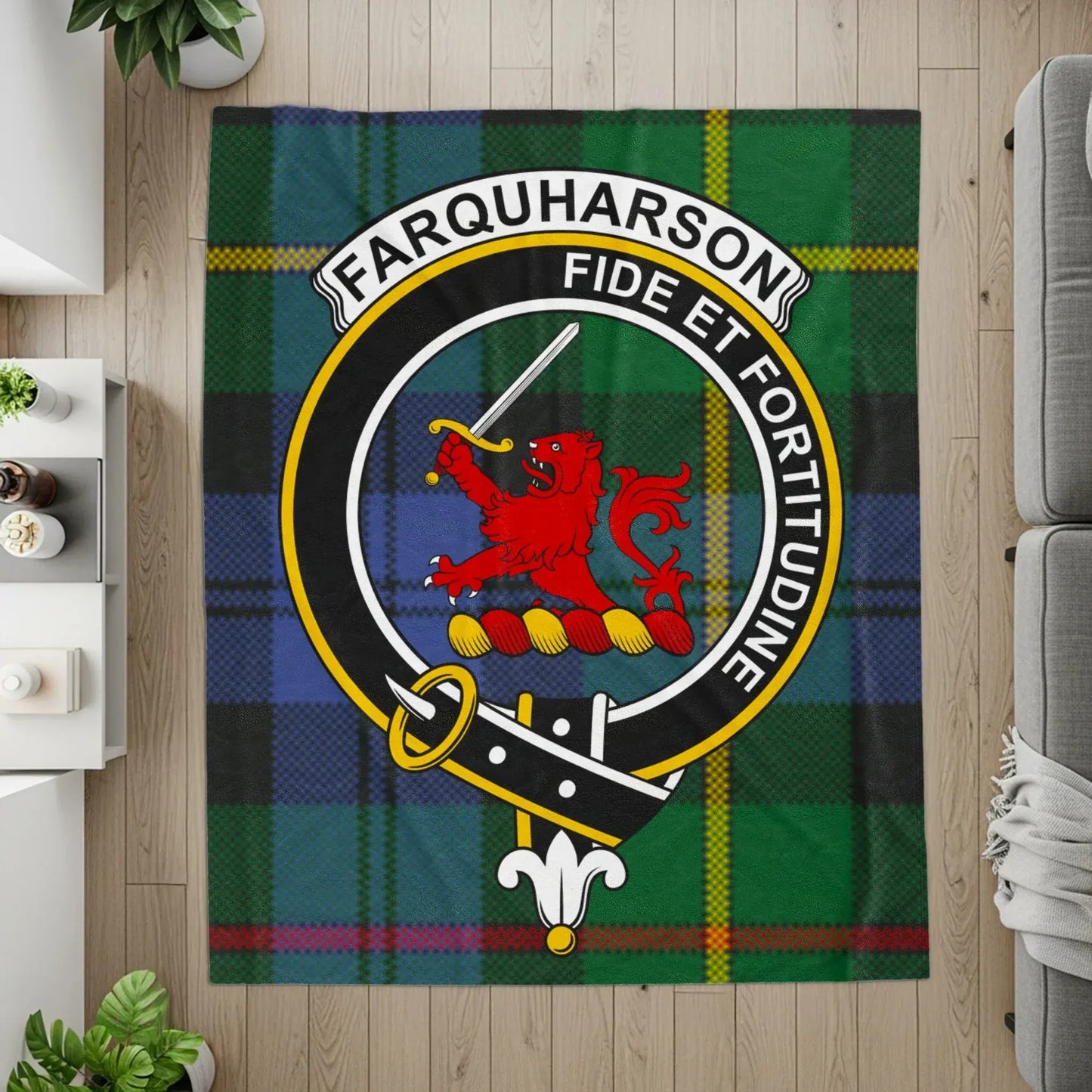 Farquharson Clan Badge Tartan Blanket product type