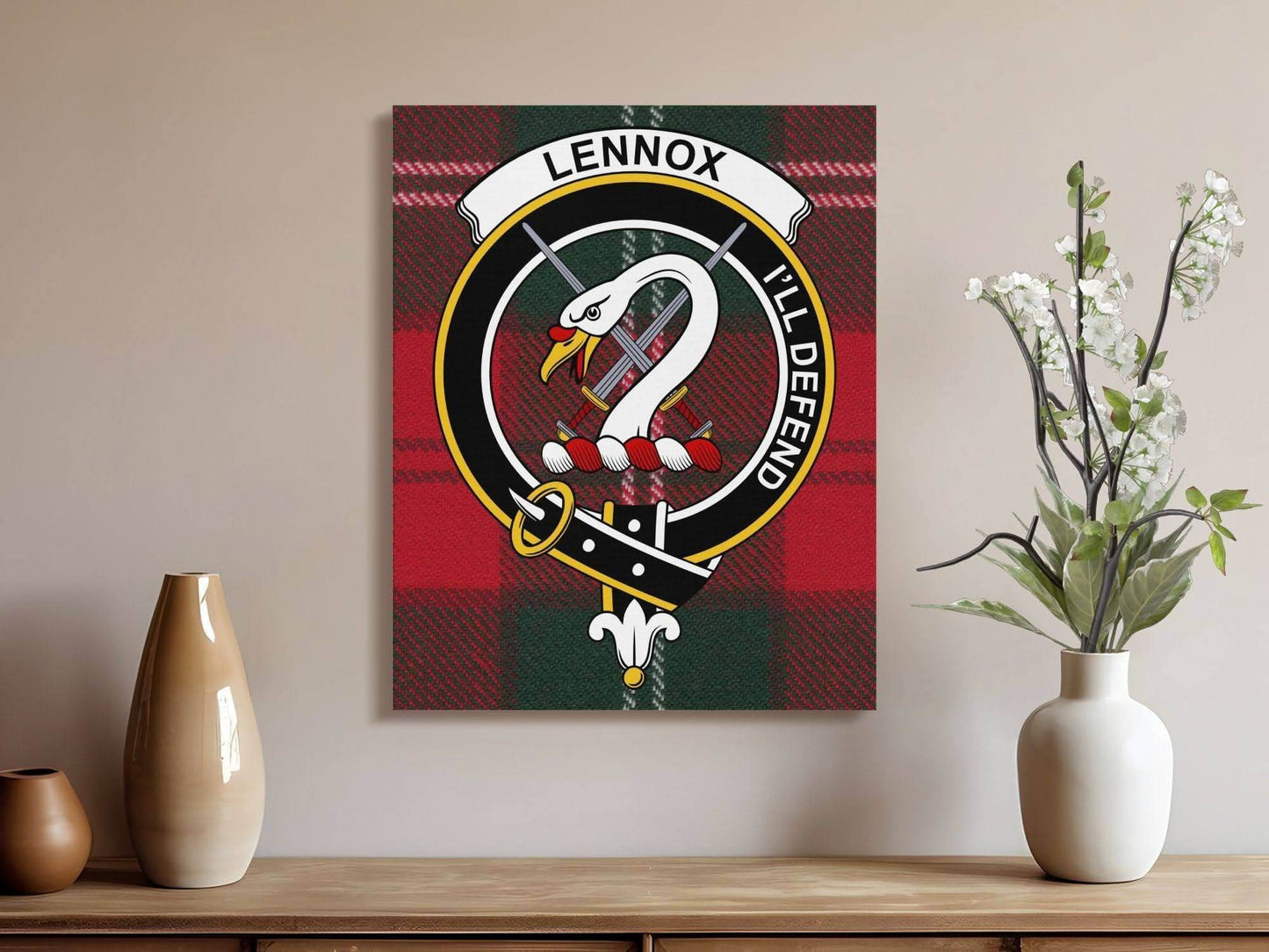 Lennox Scottish Tartan Crest Canvas - Celtic Ancestry Gifts