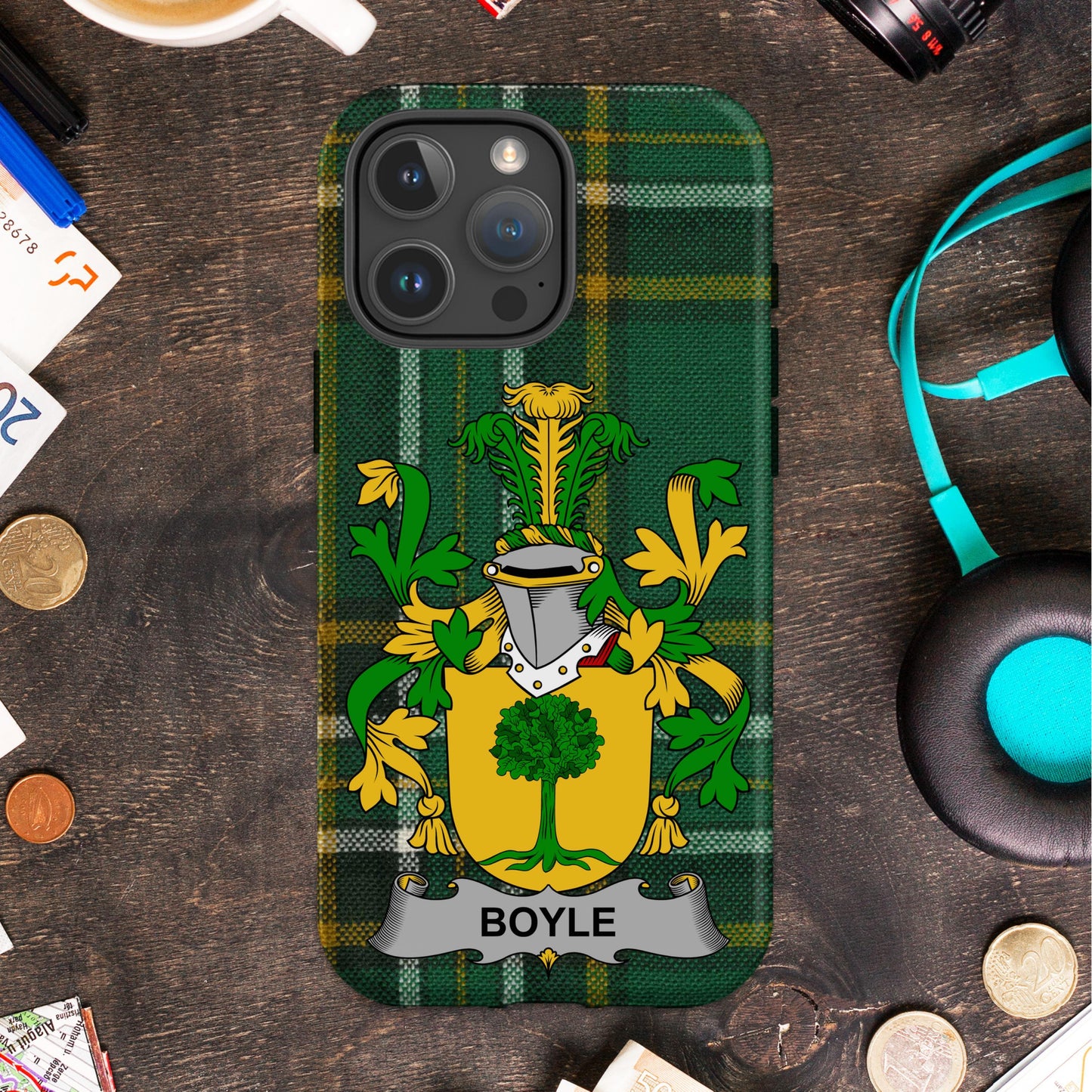 Boyle Irish Surname Family Crest Cell phone cover - Celtic Ancestry Gifts