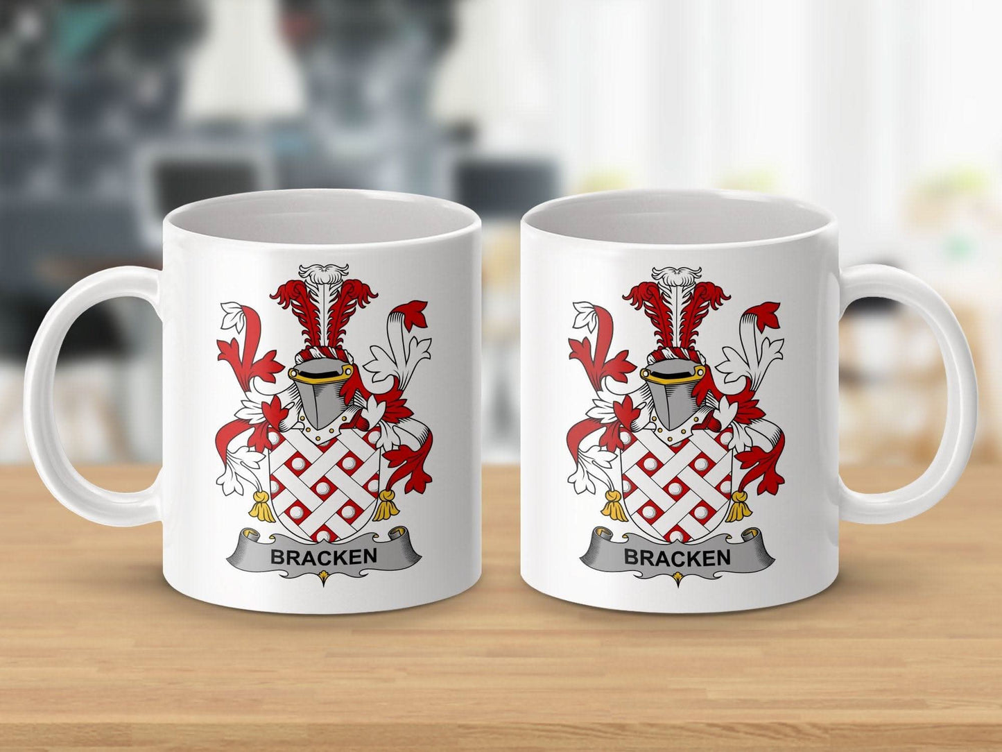 Bracken Family Crest Heraldic Design Mug - Celtic Ancestry Gifts