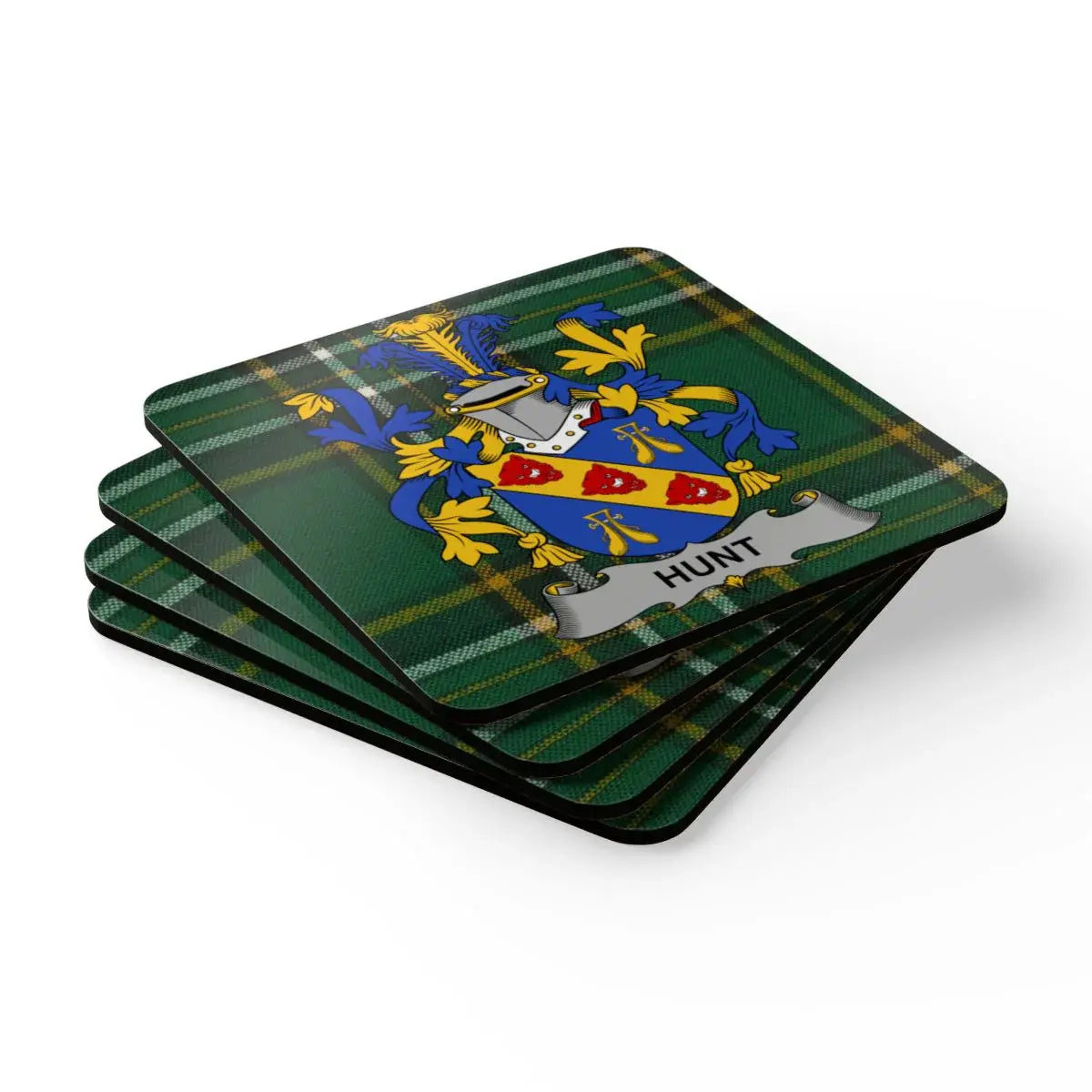 Green Family Crest Patterned Hunt Coasters product type
