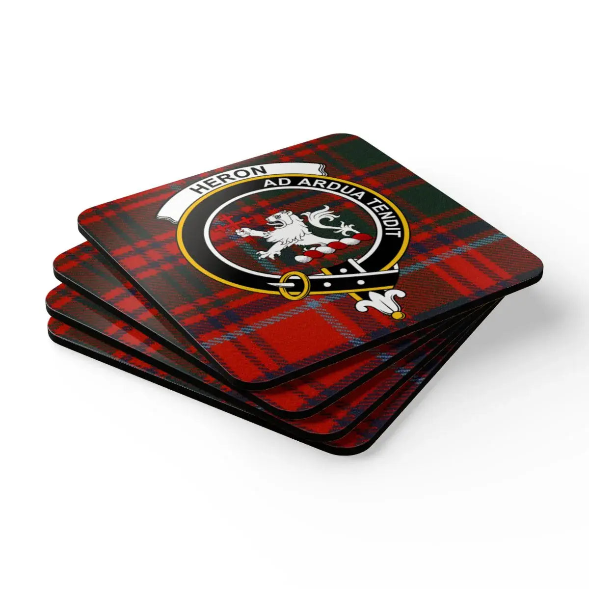 Scottish Clan Heron Crest Tartan Coasters product
