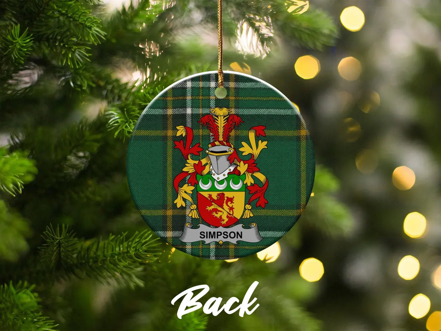 Family Crest Plaid Design Simpson Christmas Ornament product