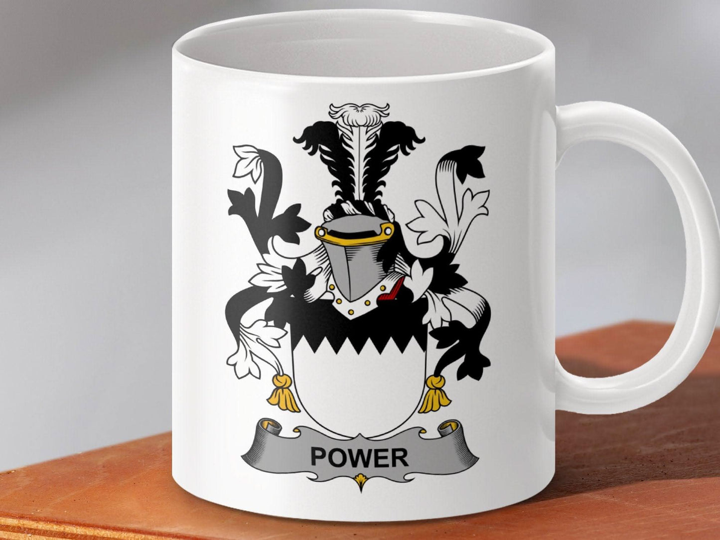 Power Family Crest with Coat of Arms Mug - Celtic Ancestry Gifts