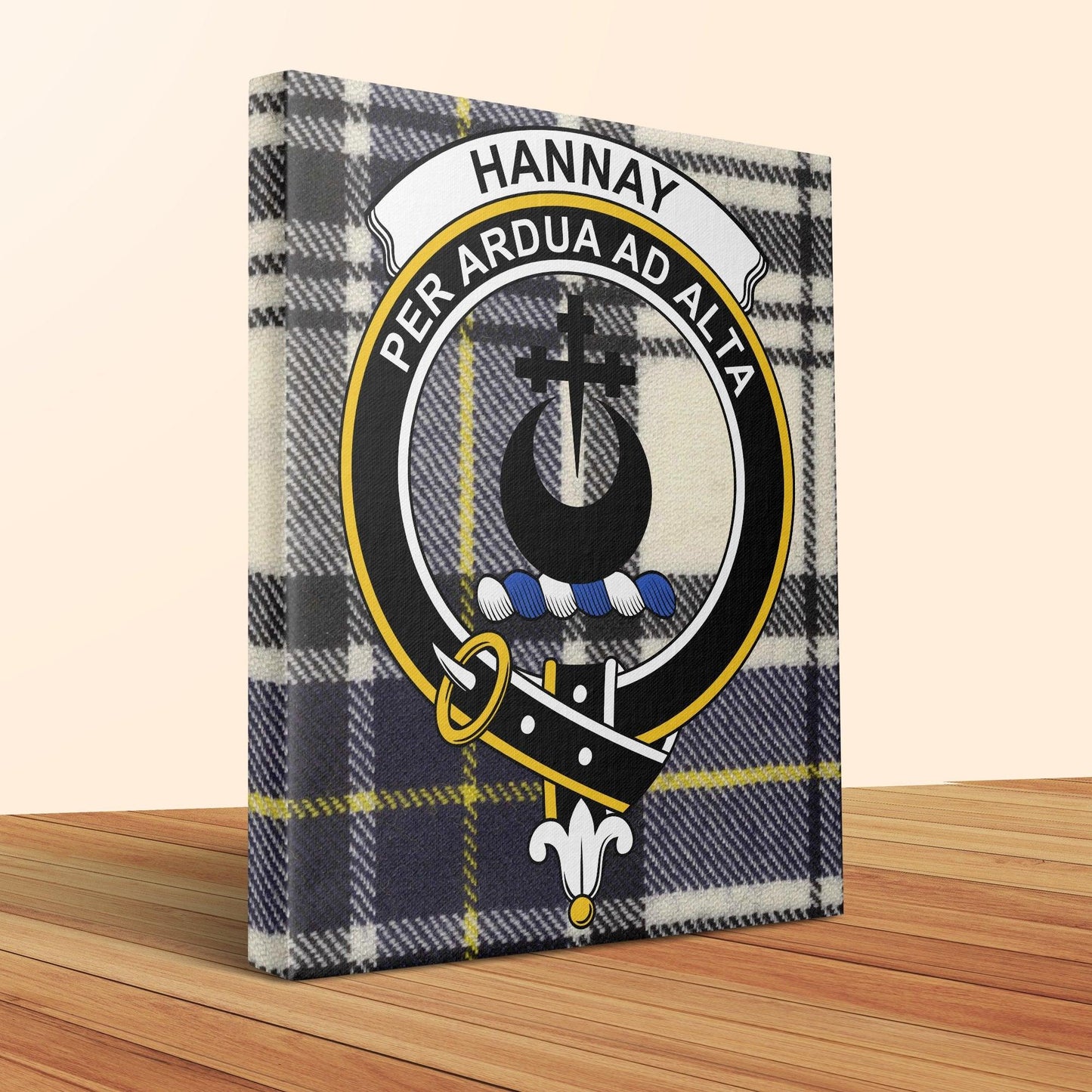 Hannay Scottish Clan Crest Plaid Poster Canvas Wrap - Celtic Ancestry Gifts