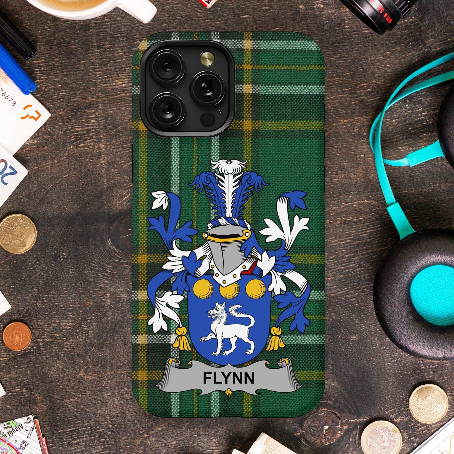 Flynn Coat of Arms Green Plaid iPhone Case product