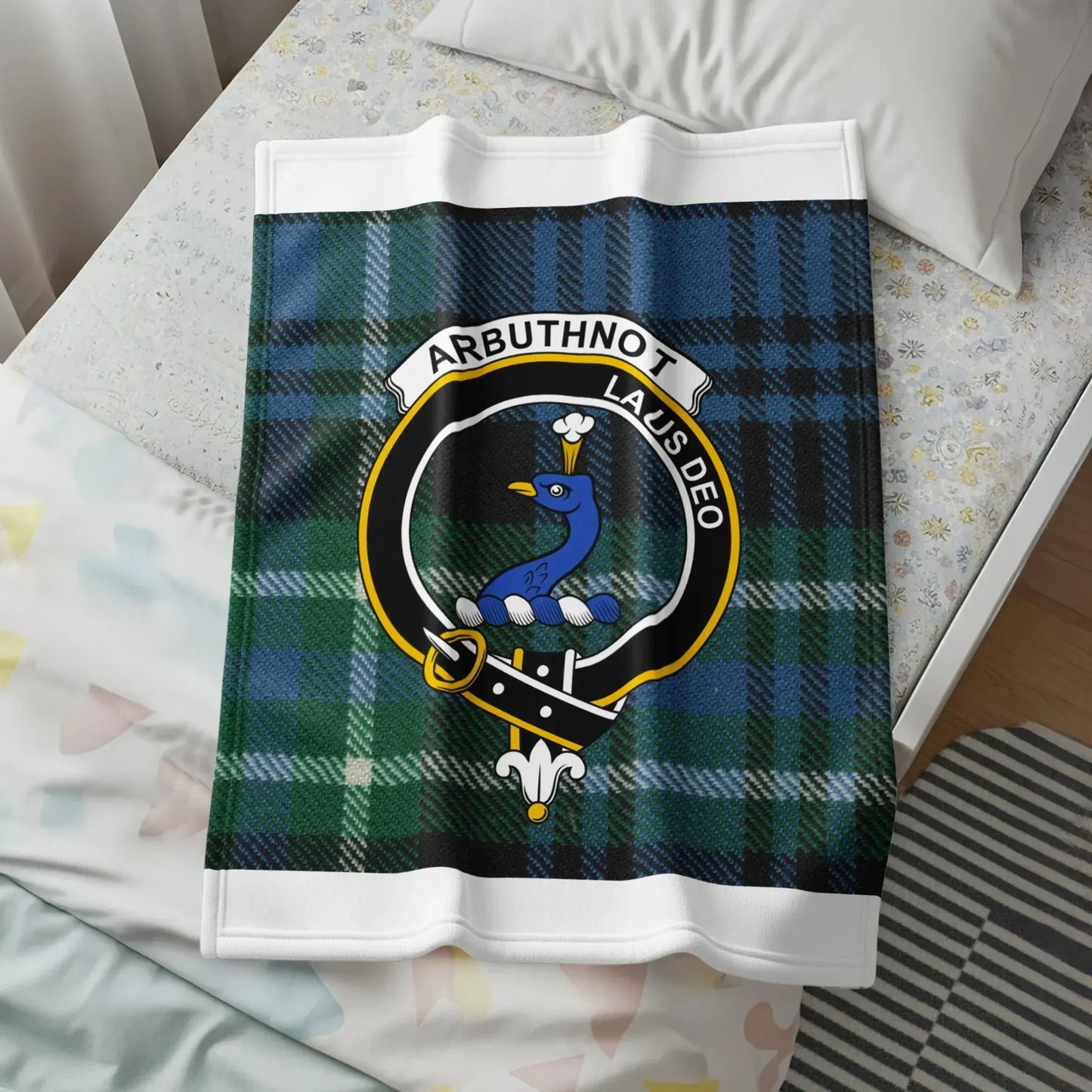 Clan Arbuthnot Crest Tartan Blanket product