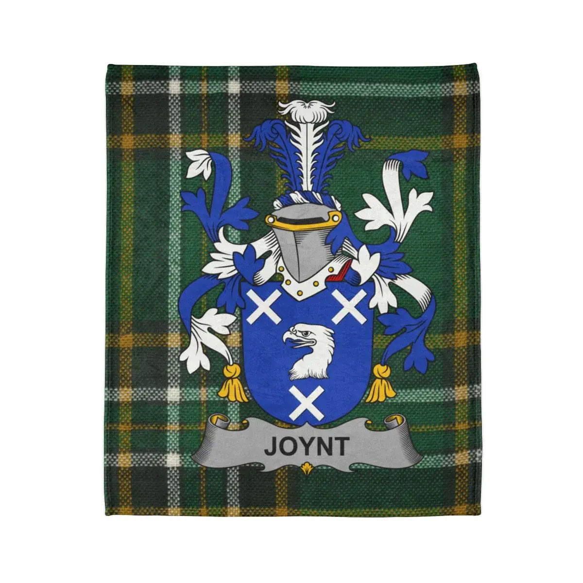 Green Tartan Blanket with Family Crest Design product