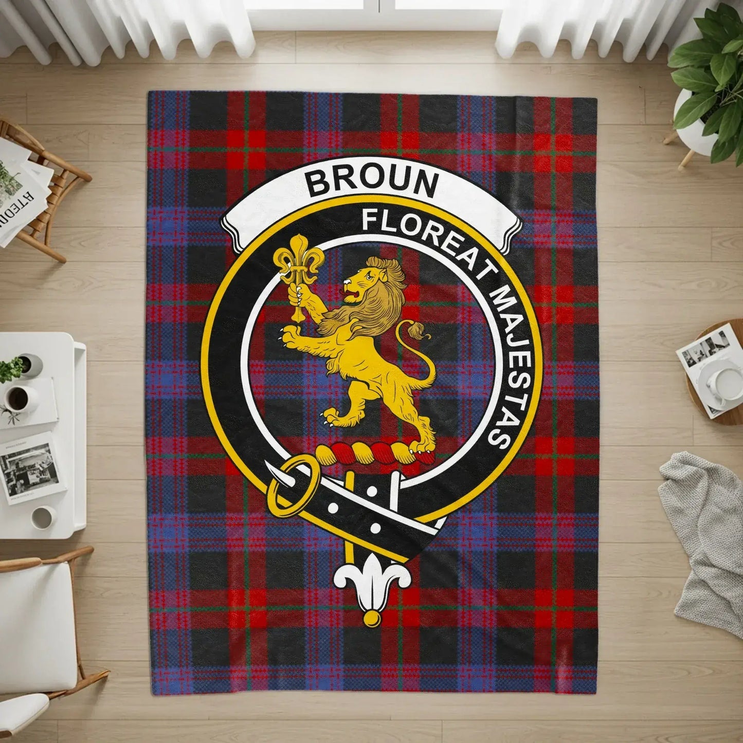 Brown Family Plaid Design Decorative Floor Mat product