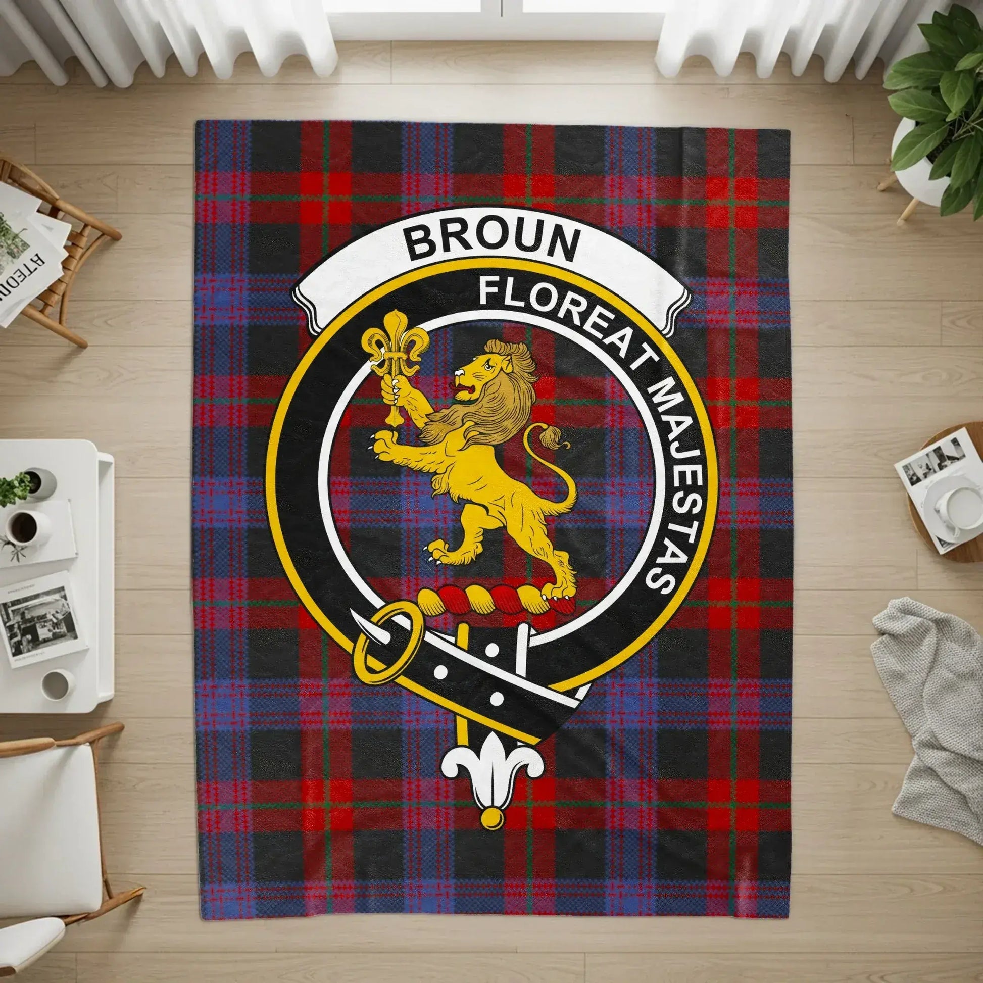 Brown Family Plaid Design Decorative Floor Mat product