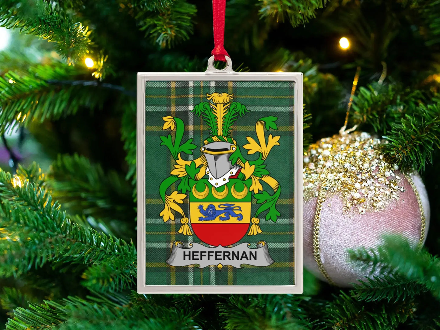 Heffernan Family Crest Plaid Ornament product