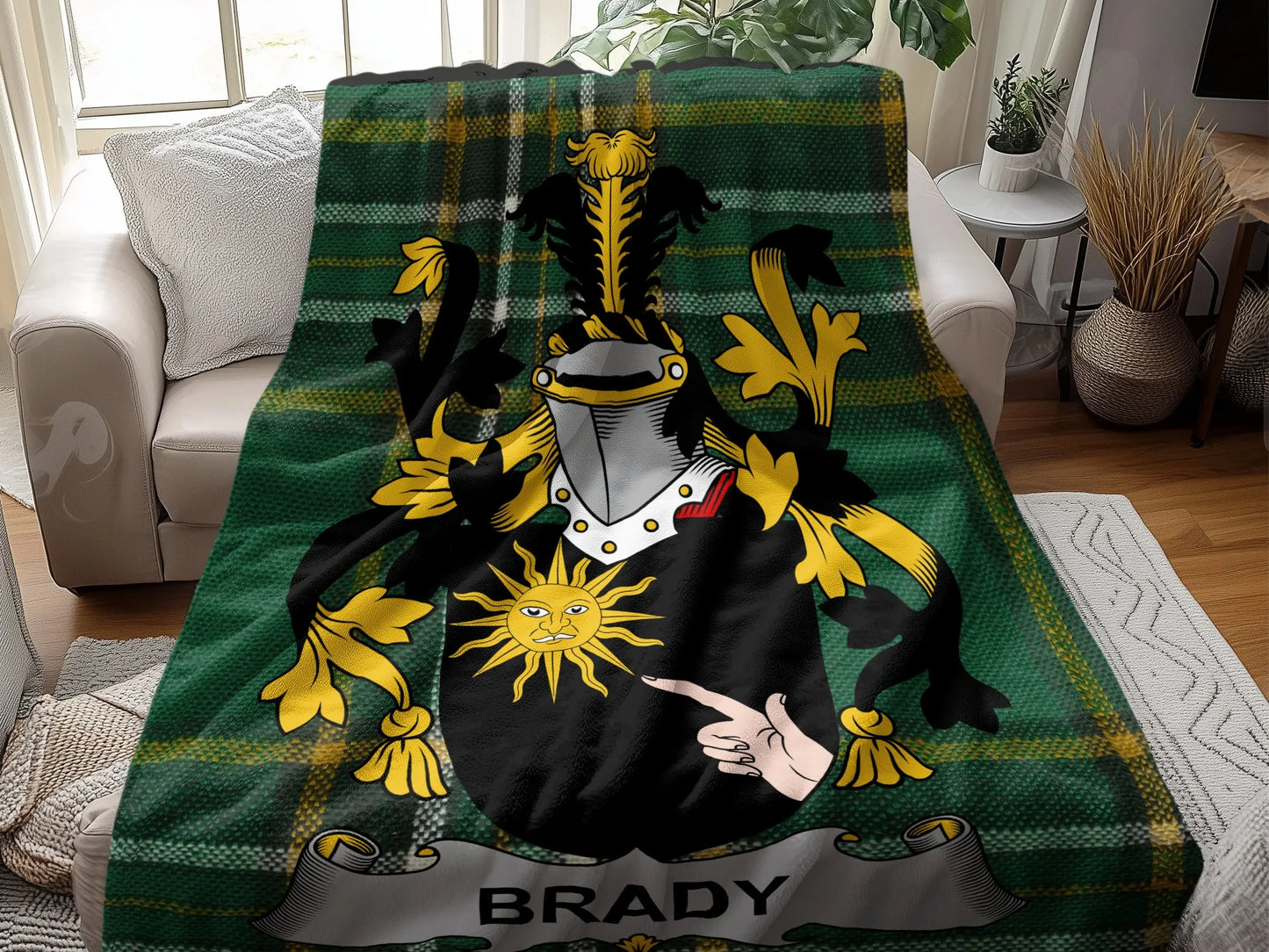 Family Crest Green Plaid Large Cozy Blanket product