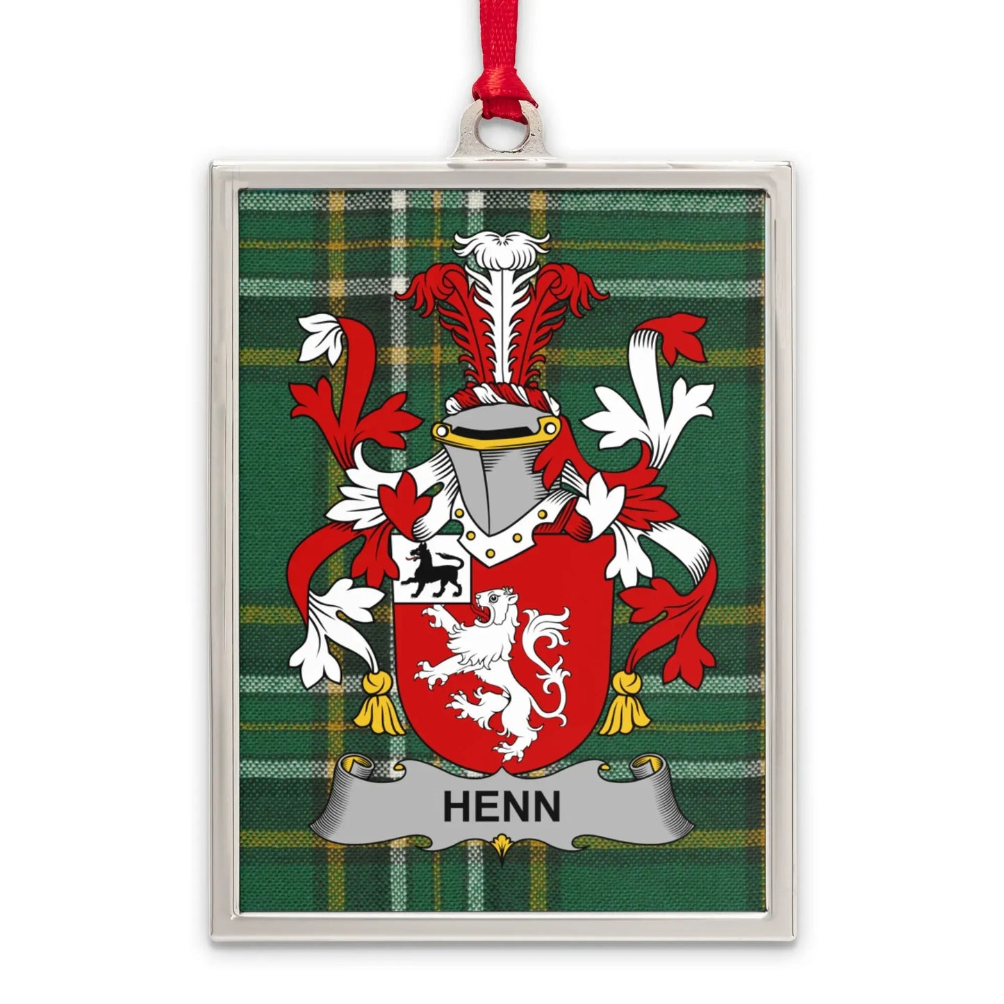 Henn Family Crest Plaid Background Hanging Ornament product